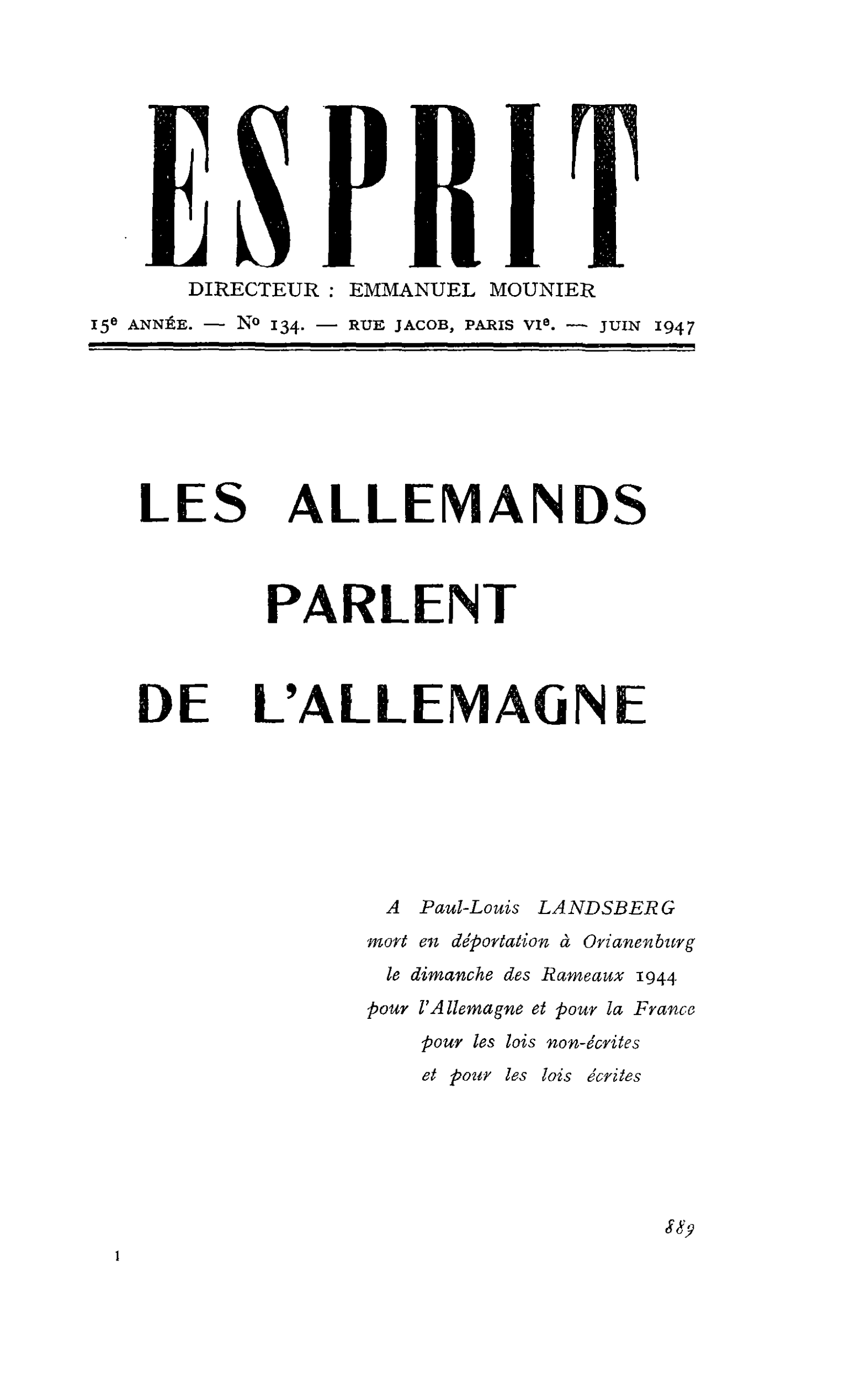 LES ALLEMANDS PARLENT DE L’ALLEMAGNE
