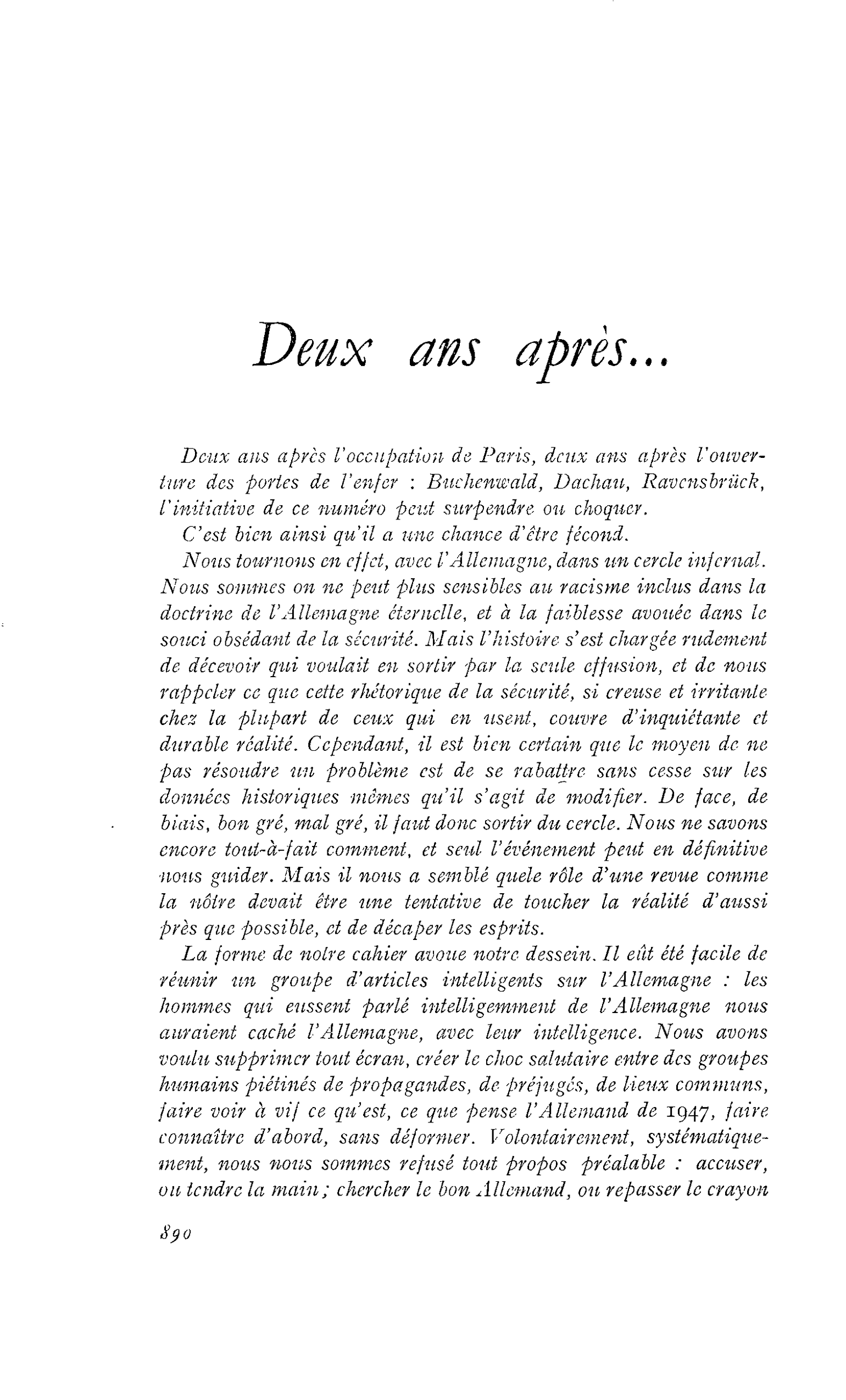 Deux ans après…