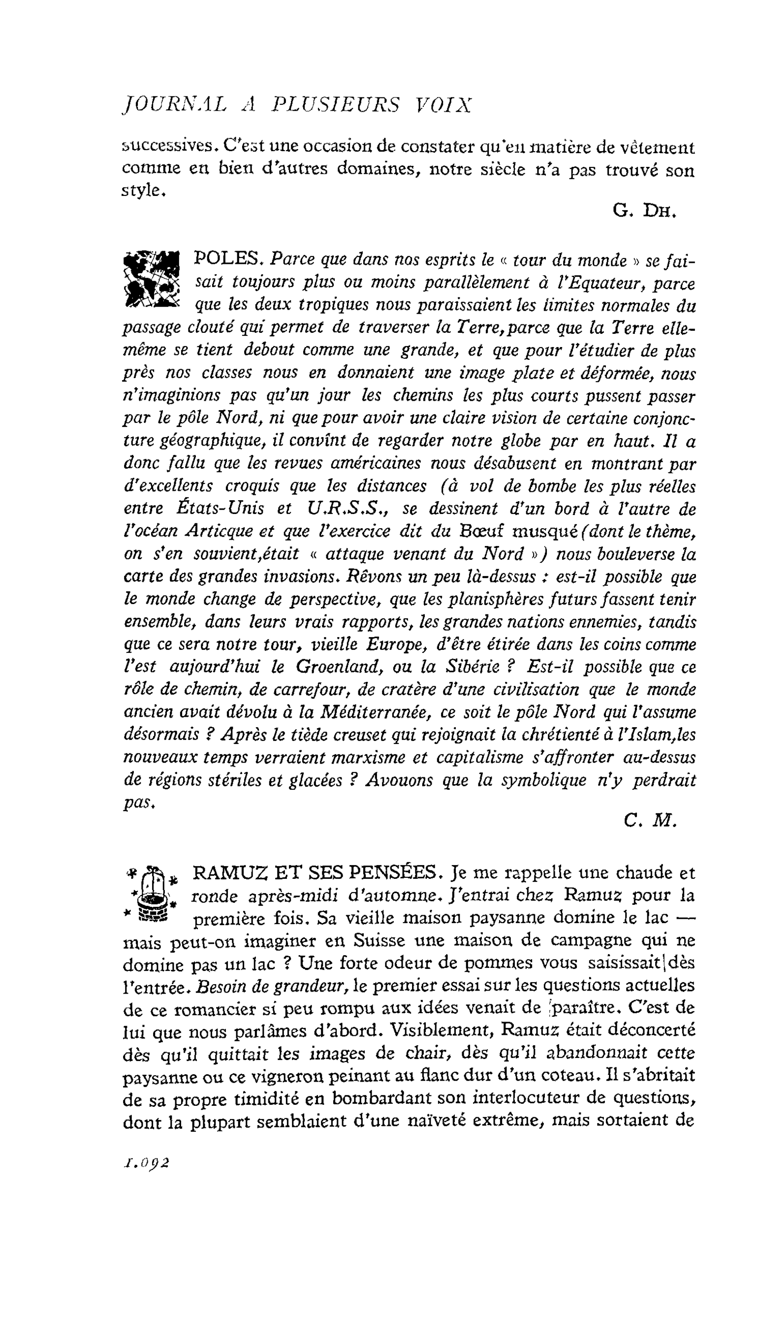RAMUZ ET SES PENSÉES