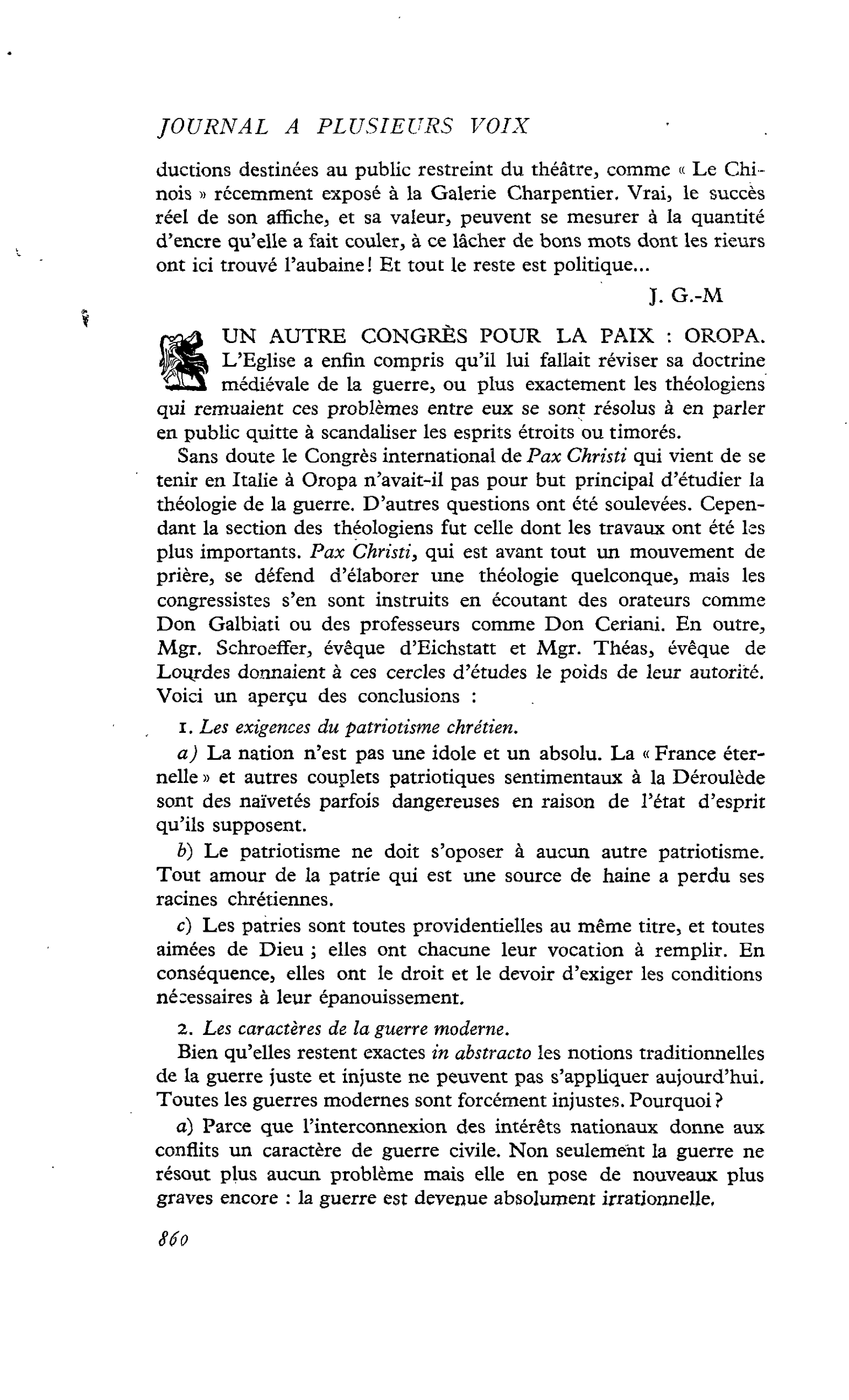 UN AUTRE CONGRÈS POUR LA PAIX : OROPA