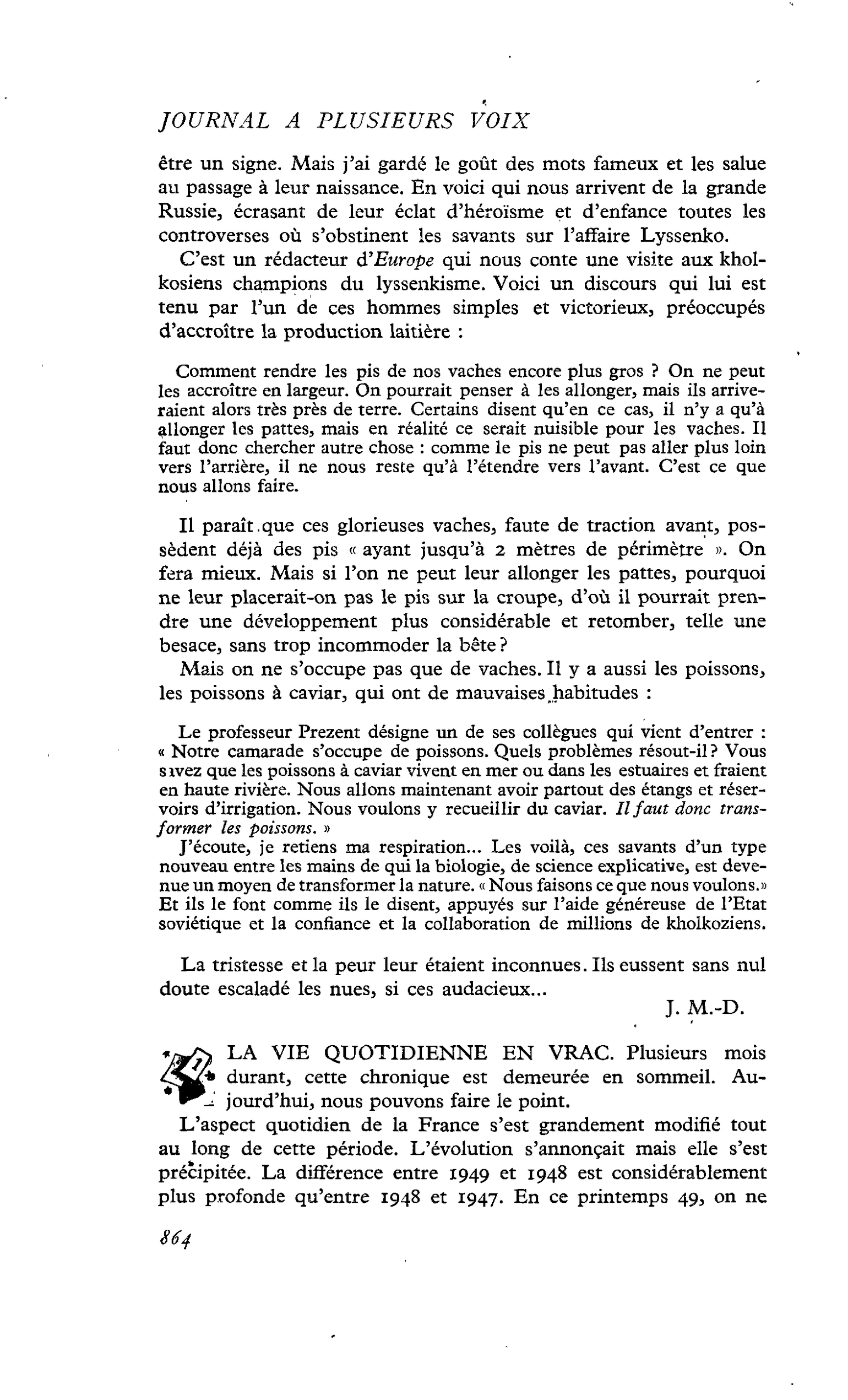 LA VIE QUOTIDIENNE EN VRAC
