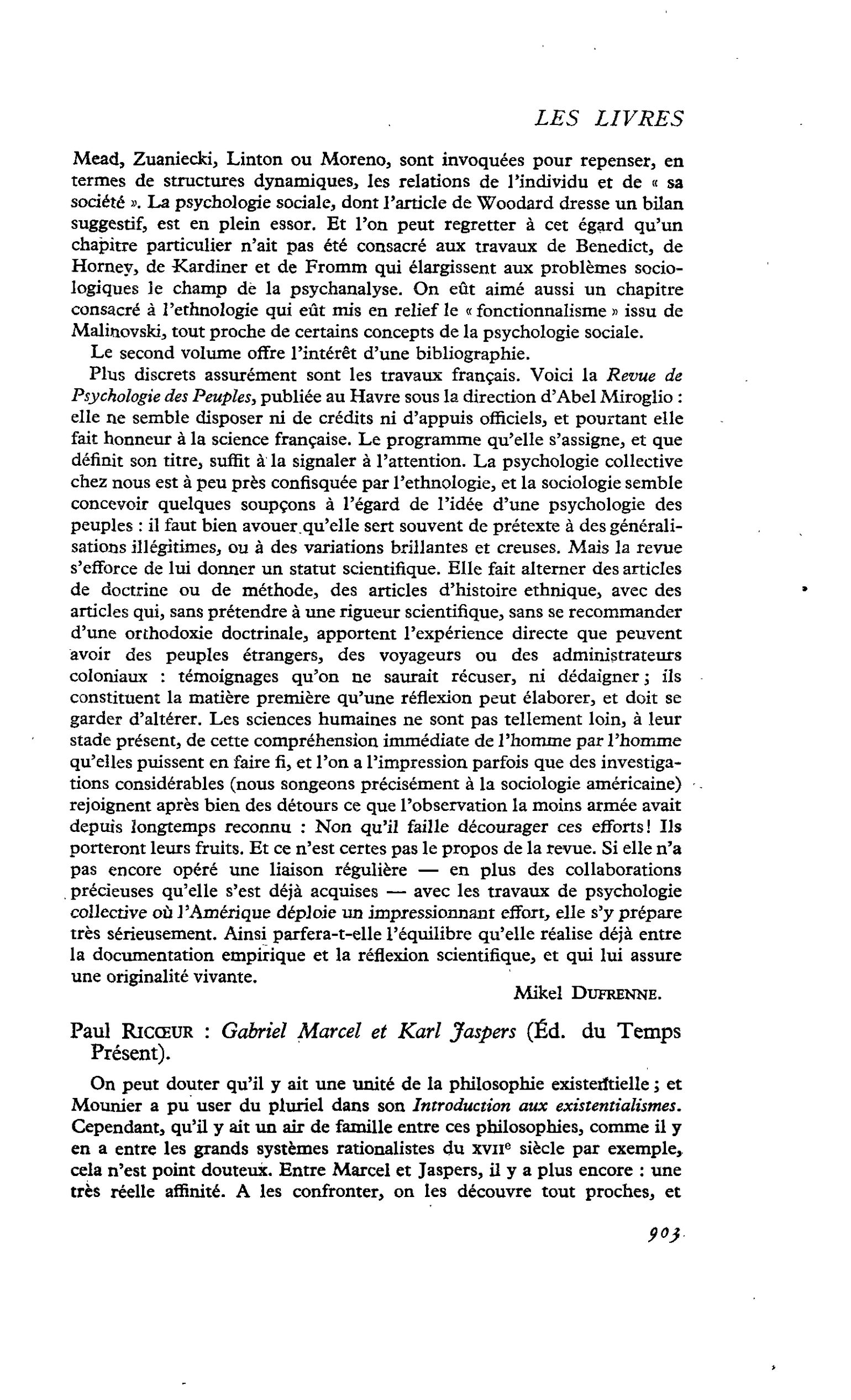 Paul RICOEUR : Gabriel Marcel et Karl Jaspers