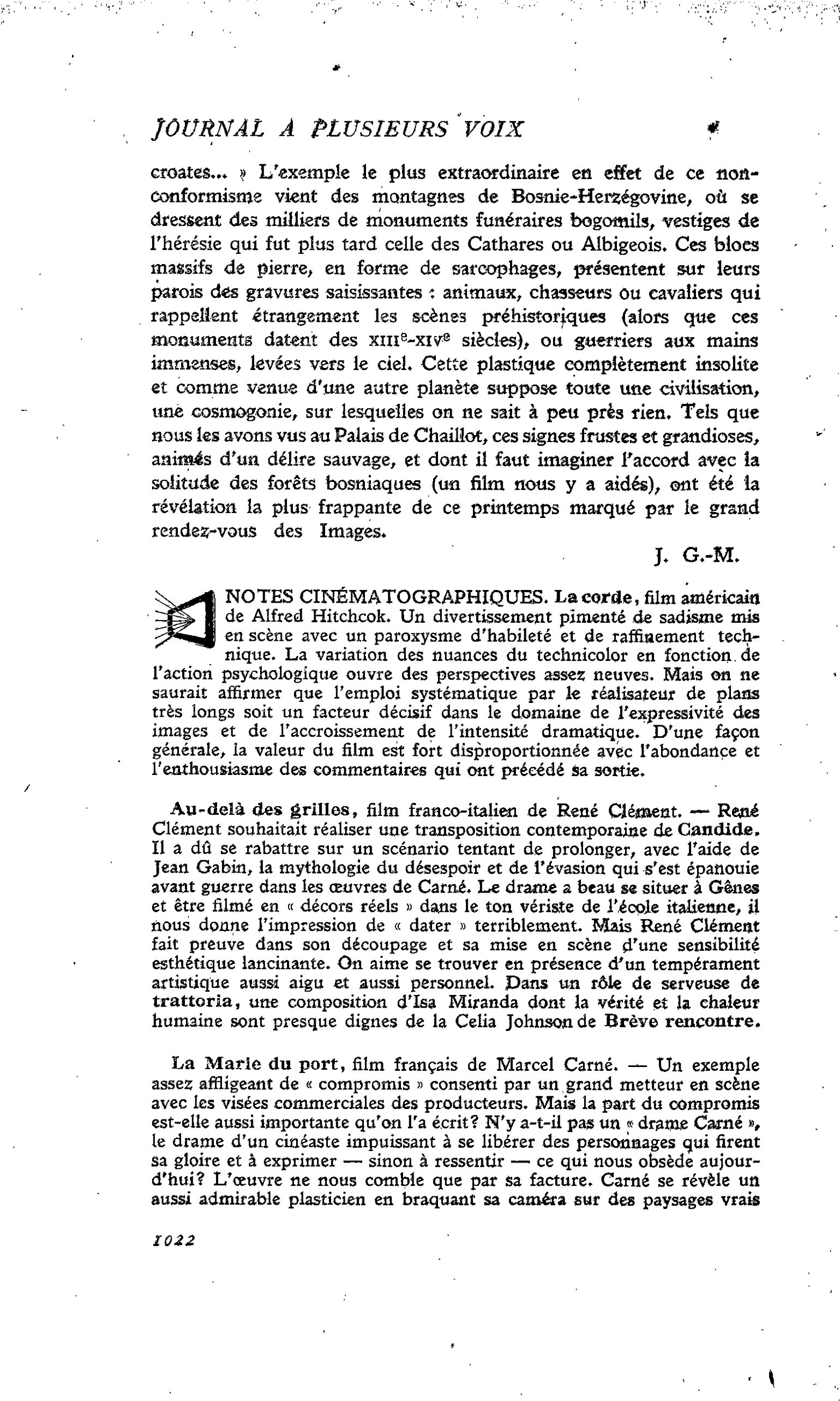 NOTES CINÉMATOGRAPHIQUES
