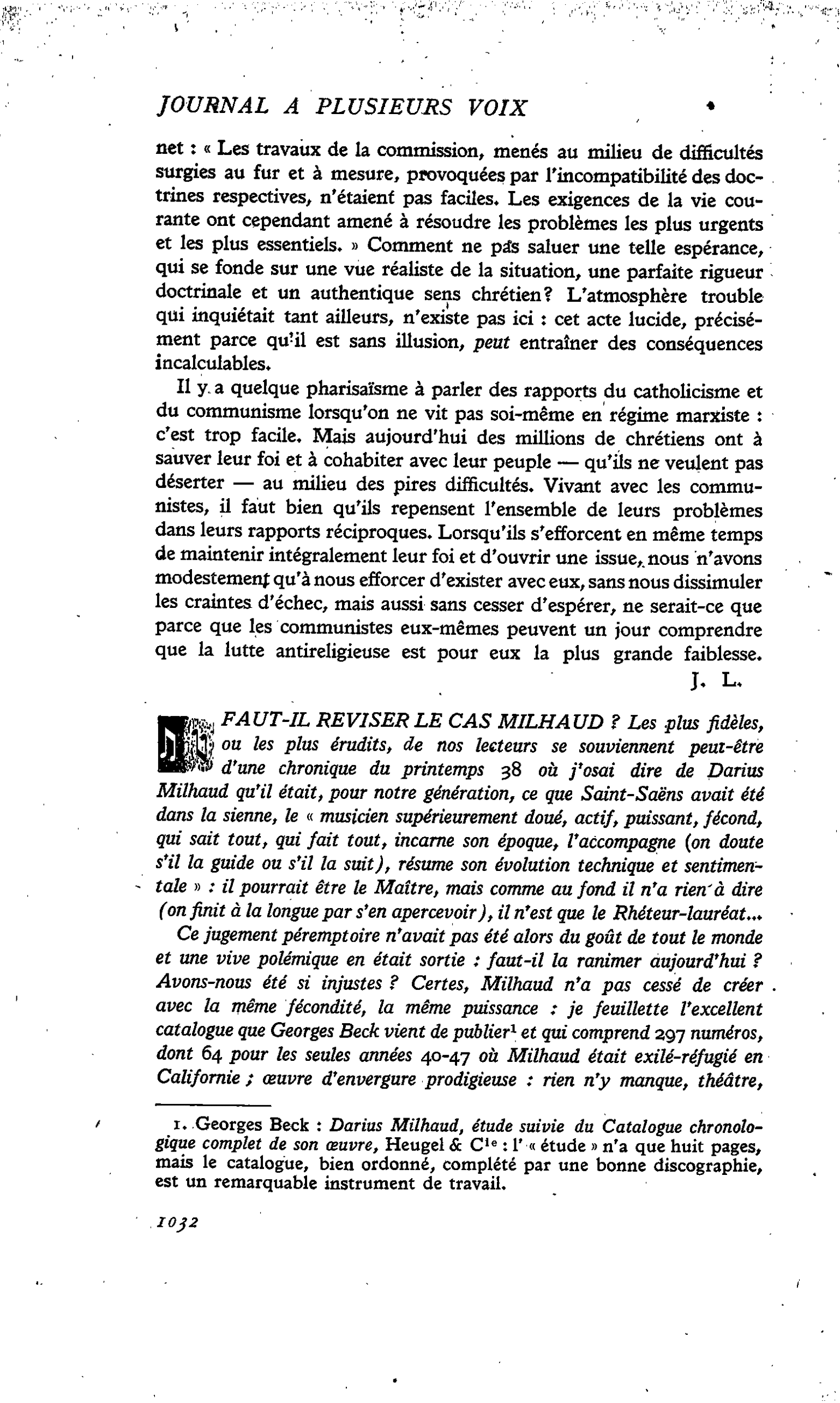 FAUT-IL REVISER LE CAS MILHAUD ?