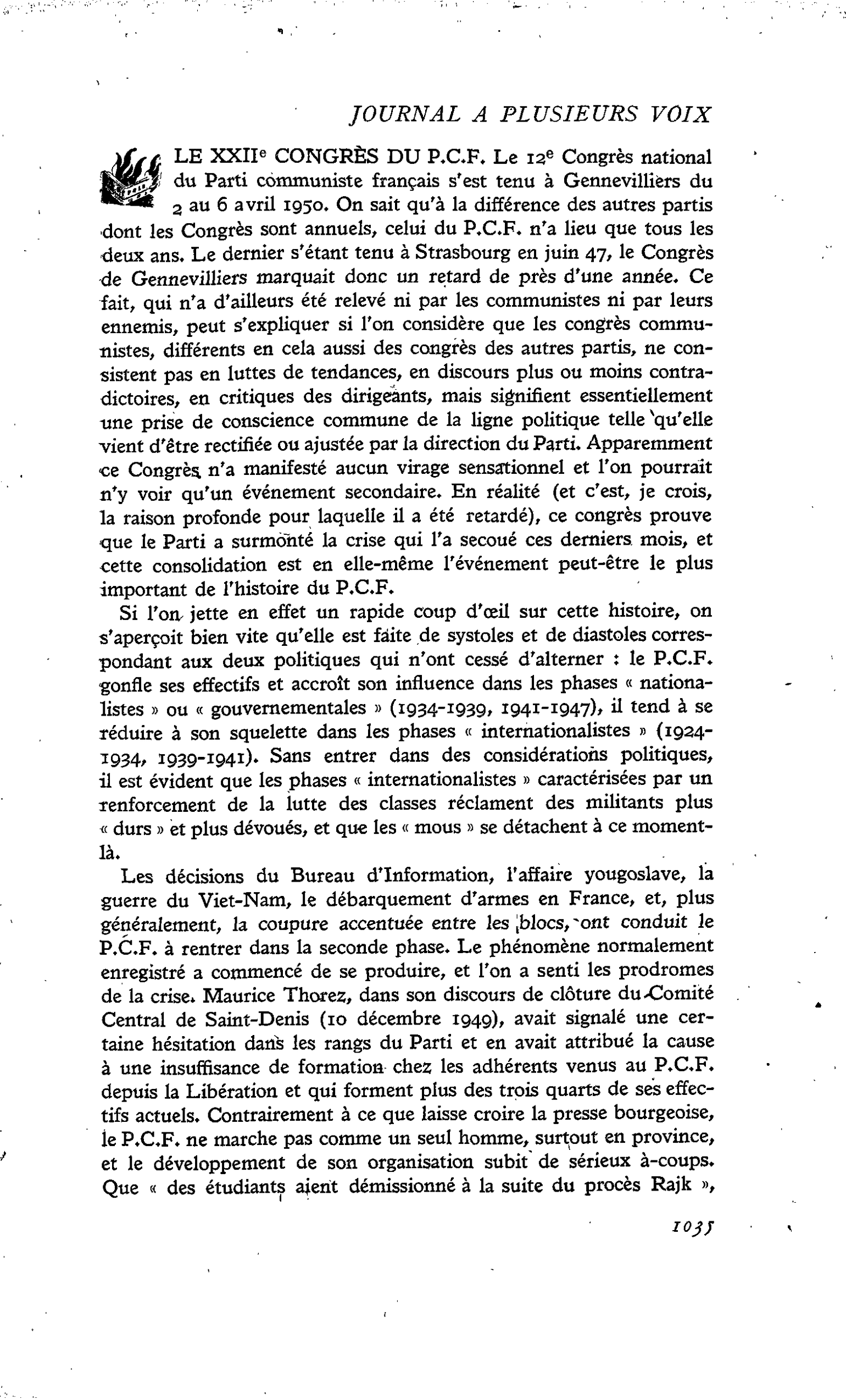LE XXIIe CONGRÈS DU P.C.F.