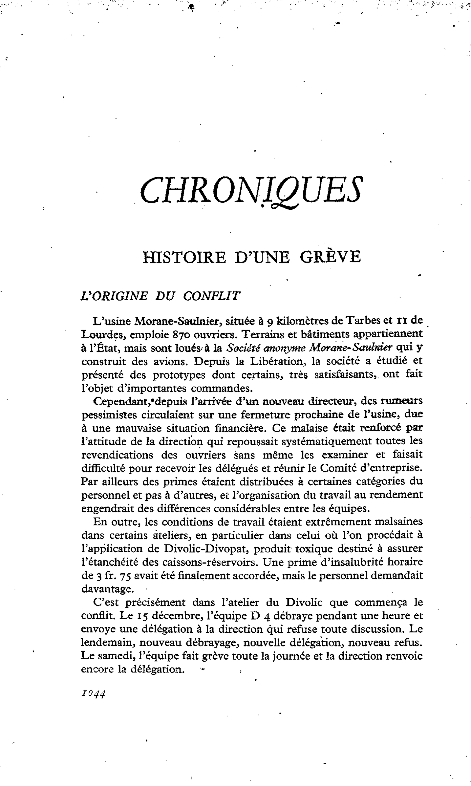 HISTOIRE D’UNE GRÈVE