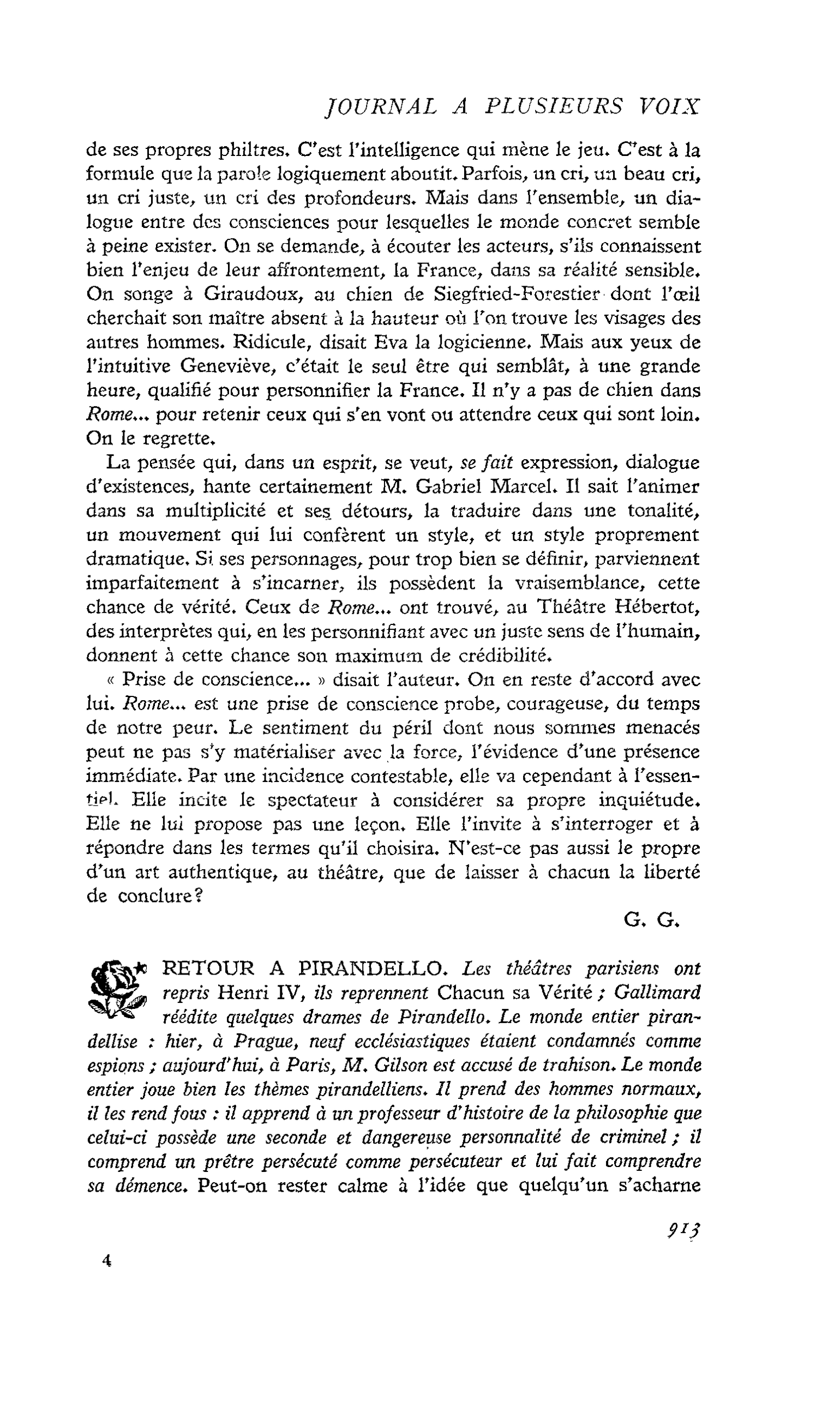 RETOUR A PIRANDELLO