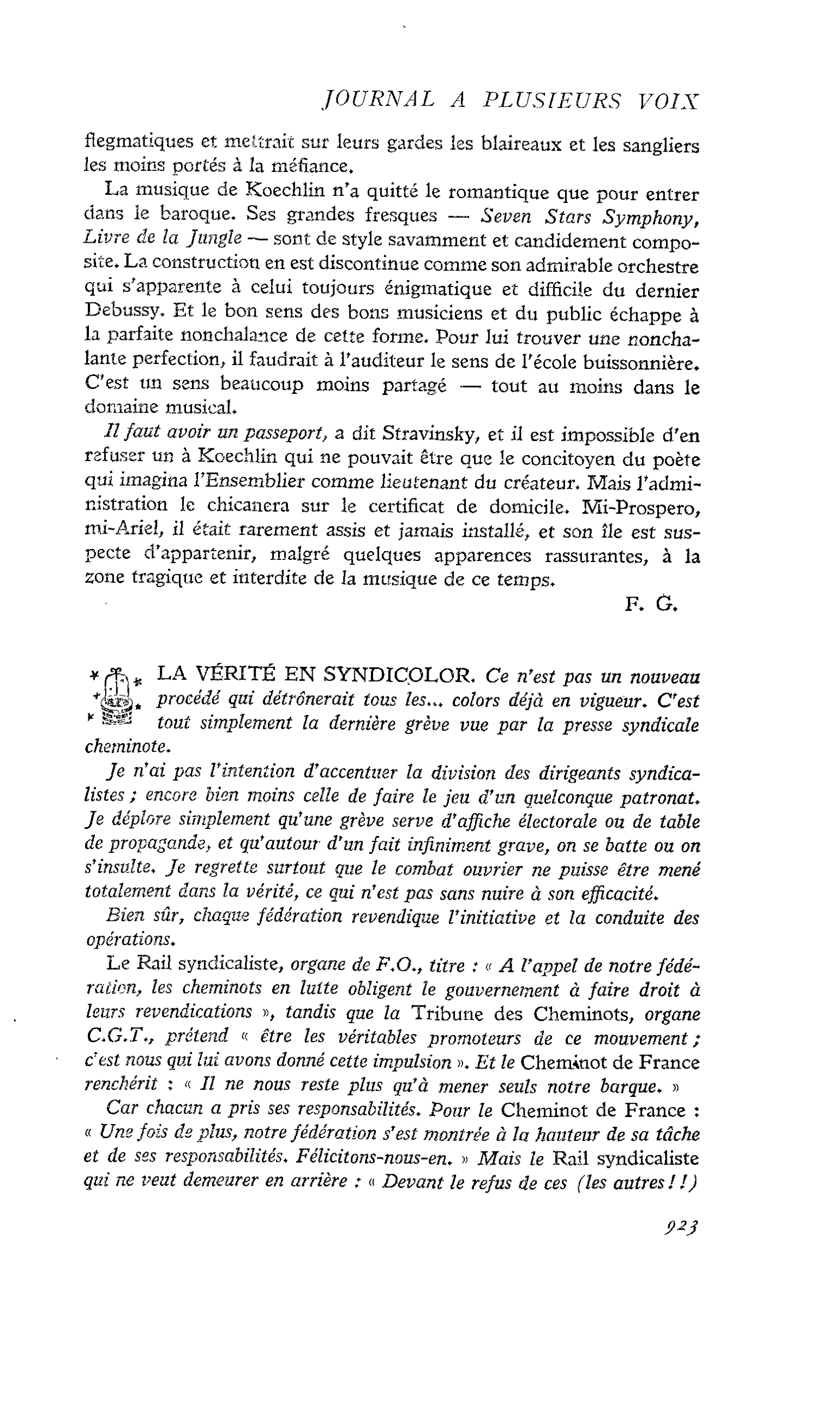 LA VÉRITÉ EN SYNDICOLOR