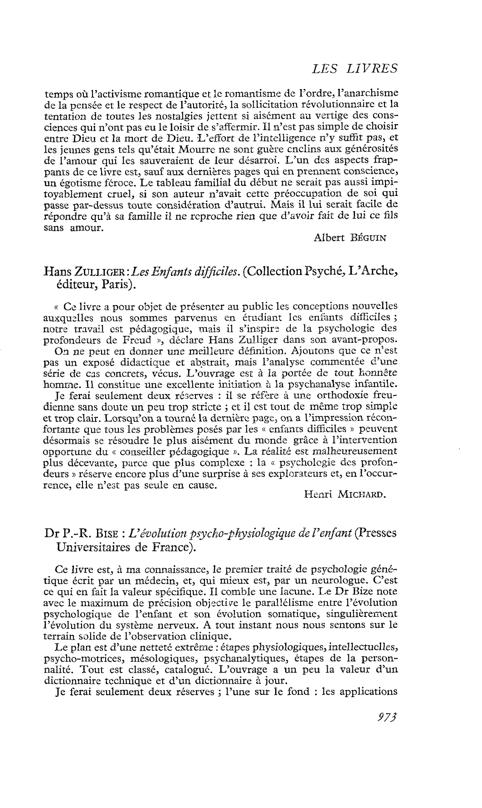 Hans Zulliger: Les Enfants difficiles