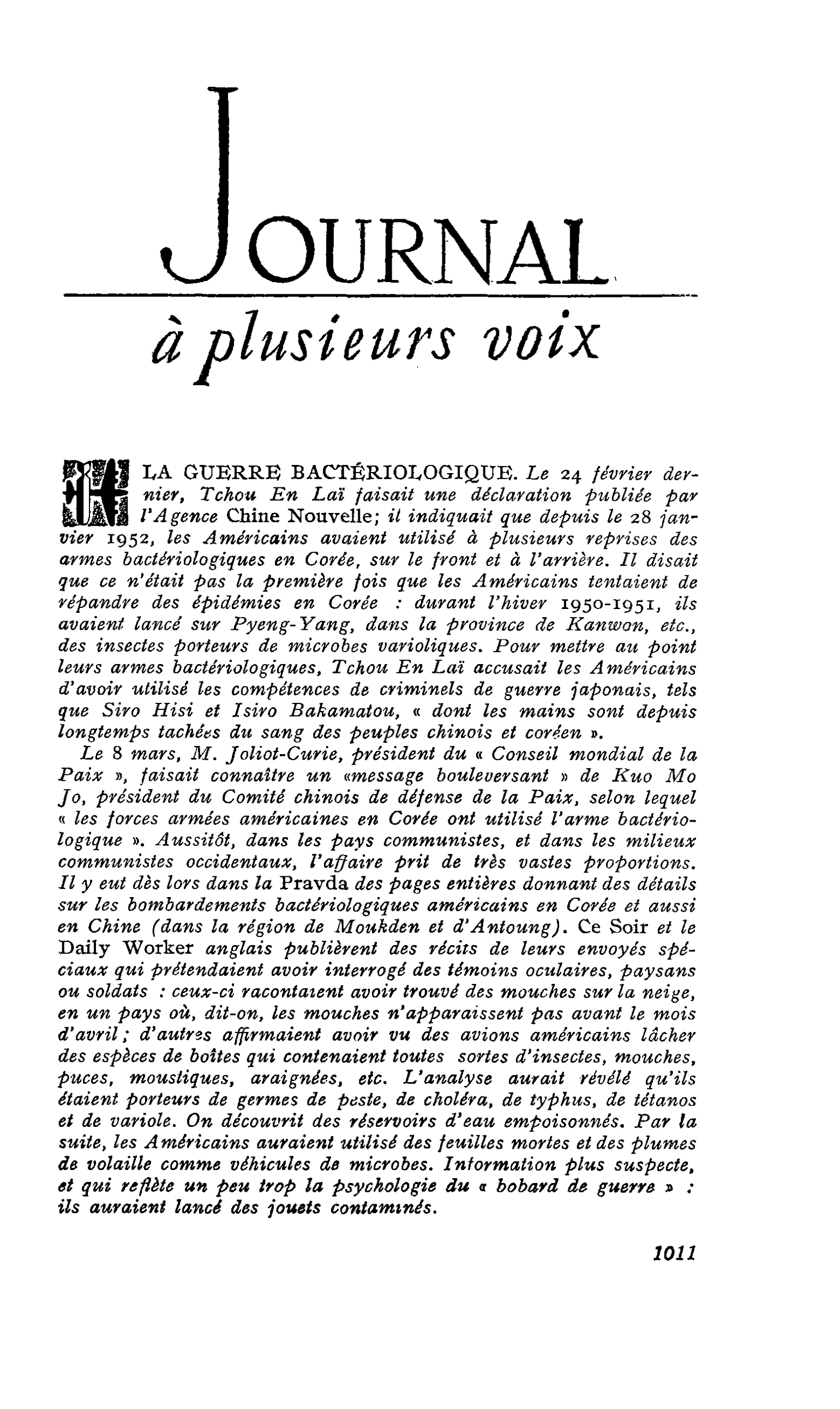 LA GUERRE BACTÉRIOLOGIQUE