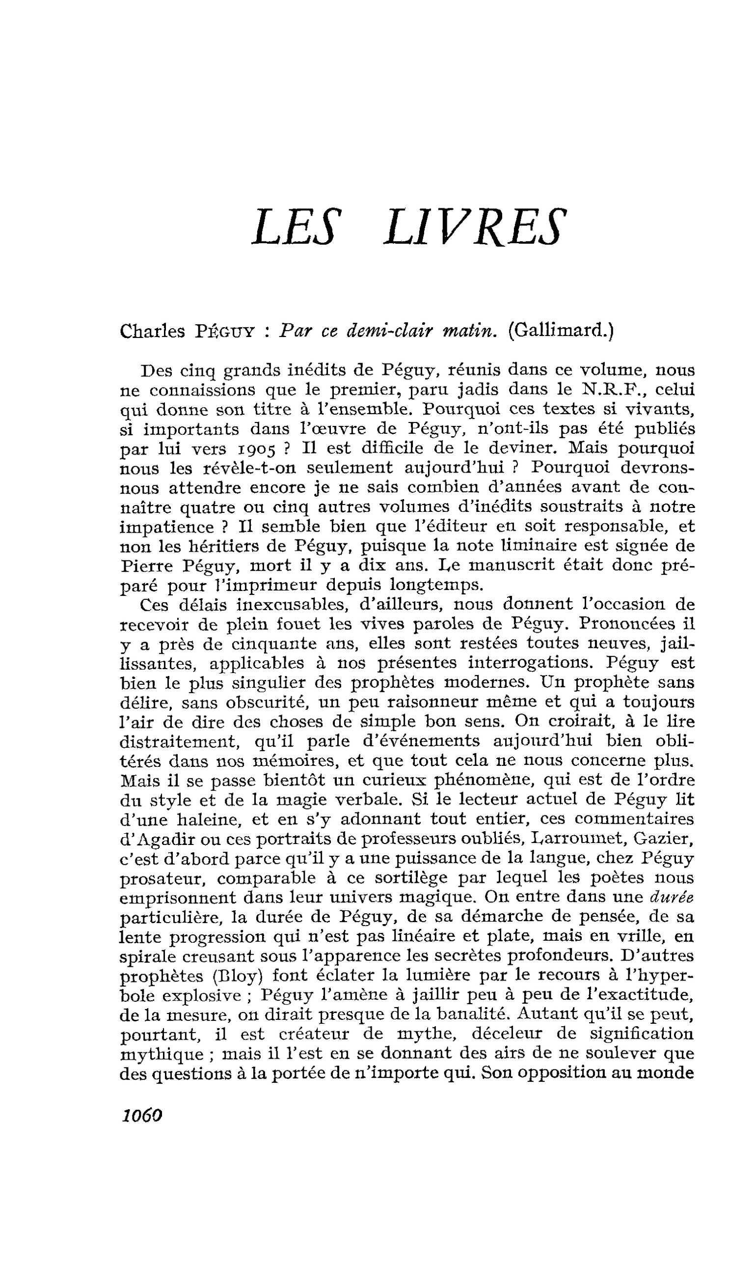 Charles Péguy : Par ce demi-clair matin