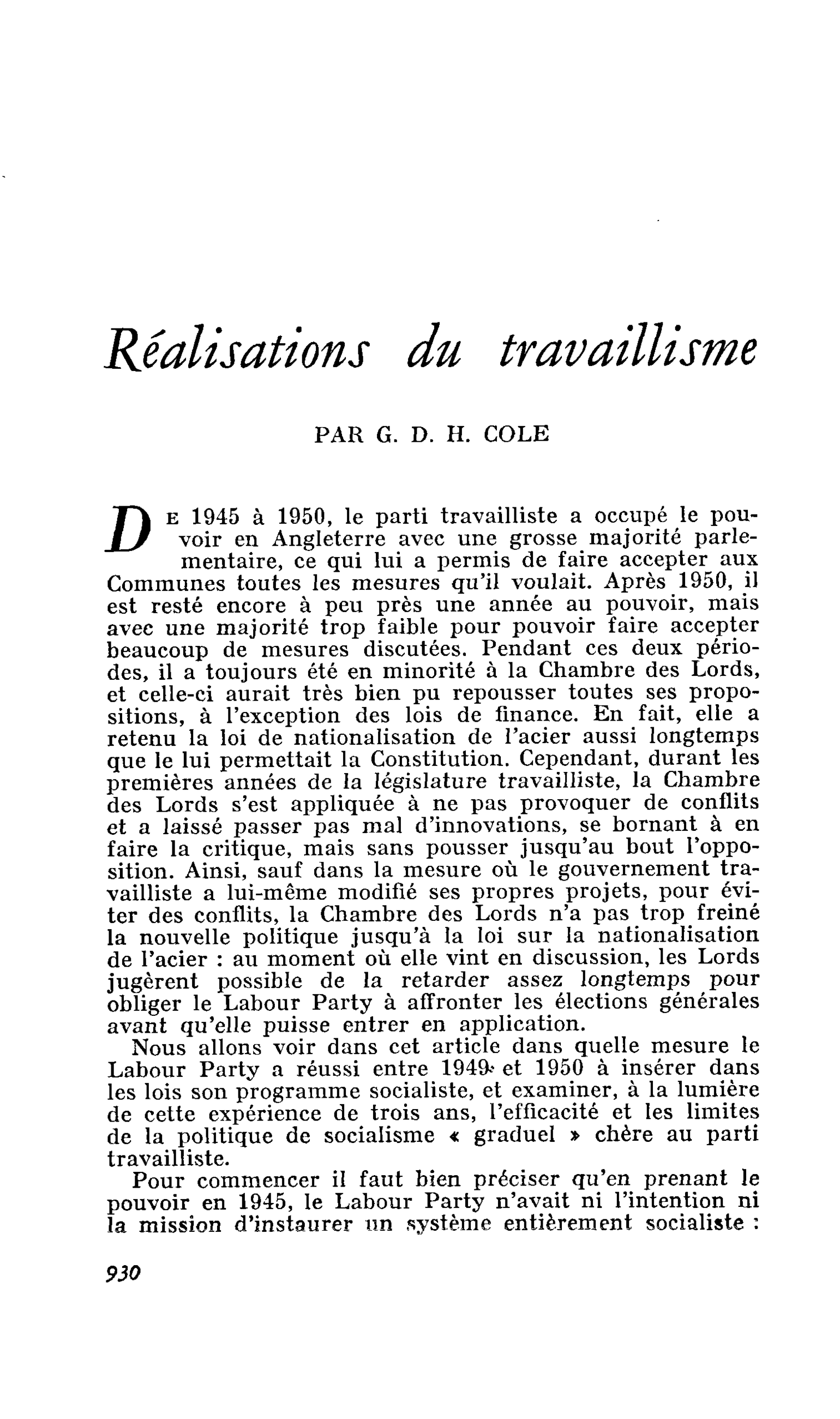 Réalisations du travaillisme
