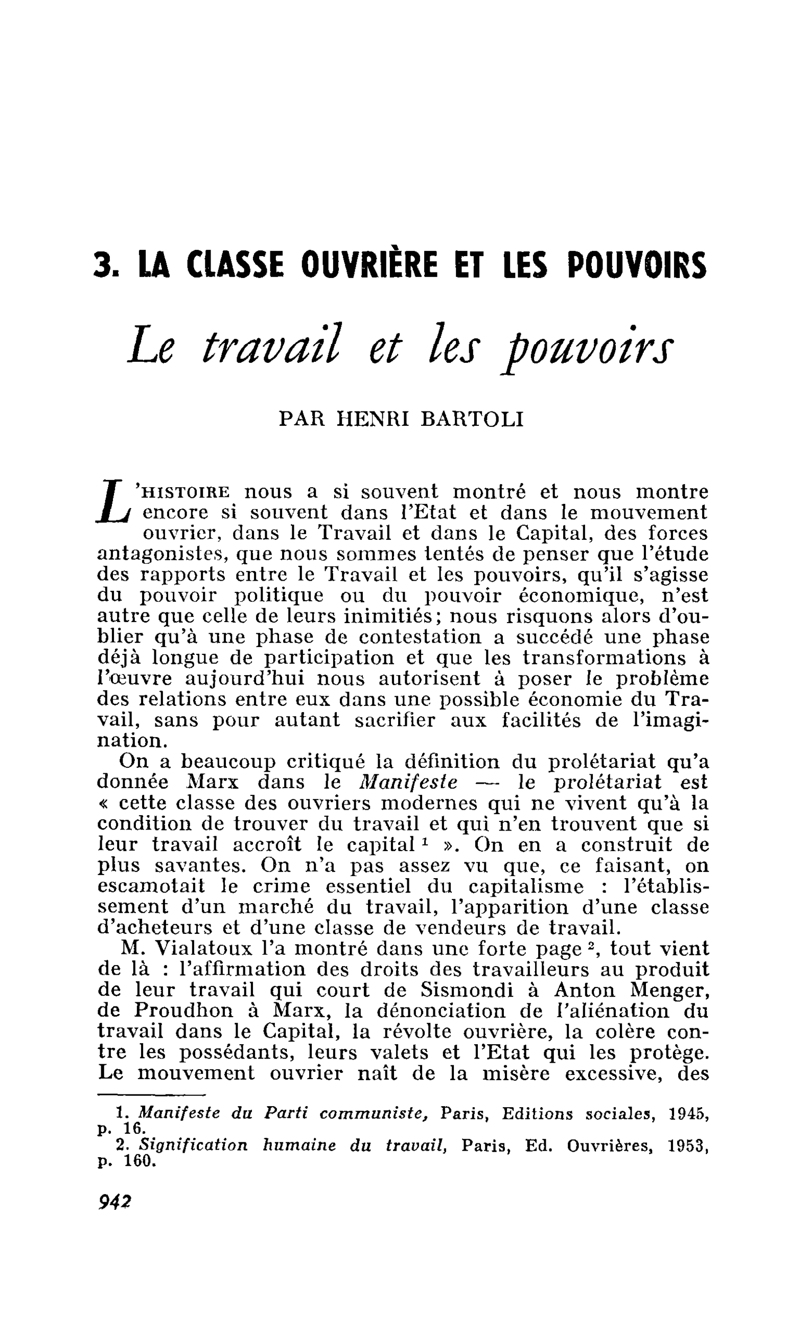 Le travail et les pouvoirs