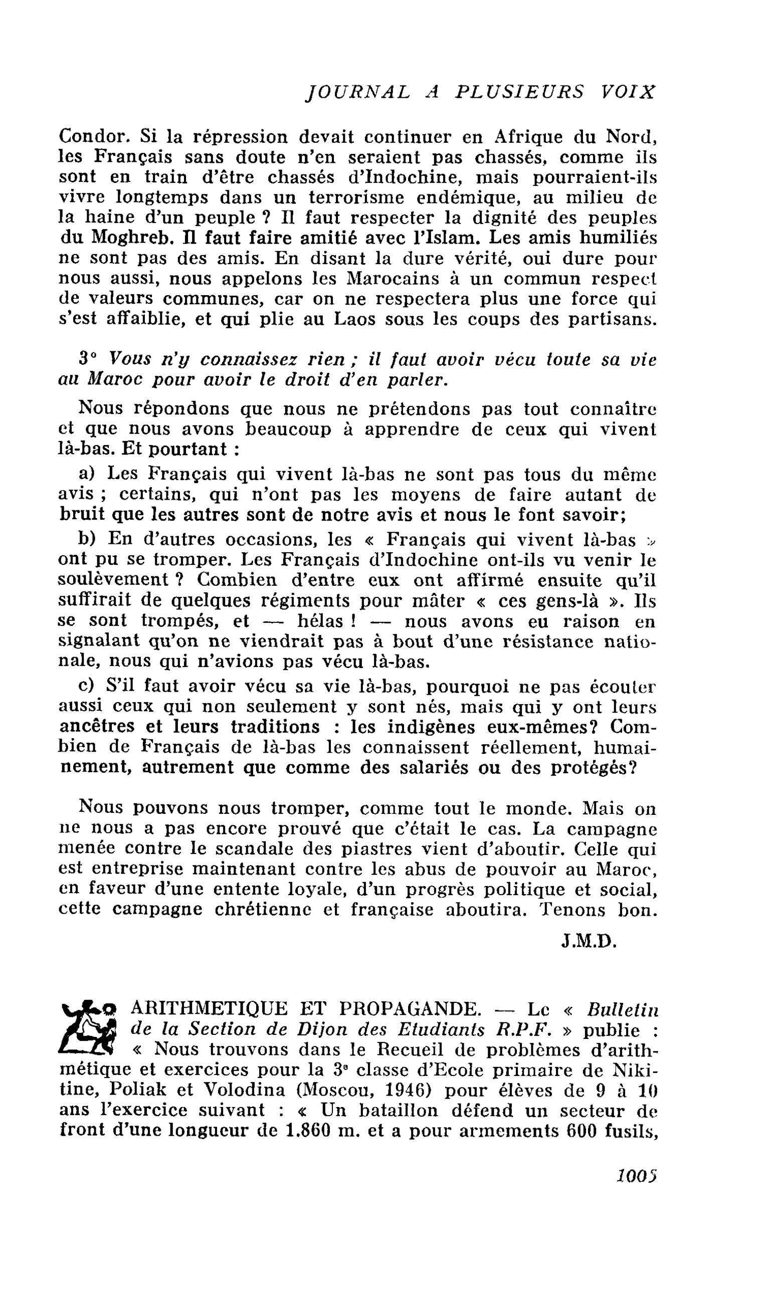 ARITHMETIQUE ET PROPAGANDE