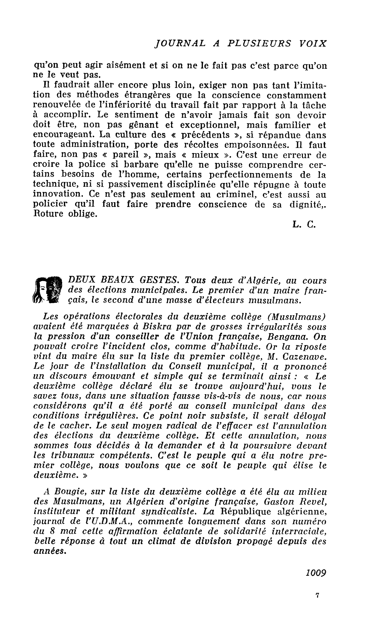 DEUX BEAUX GESTES