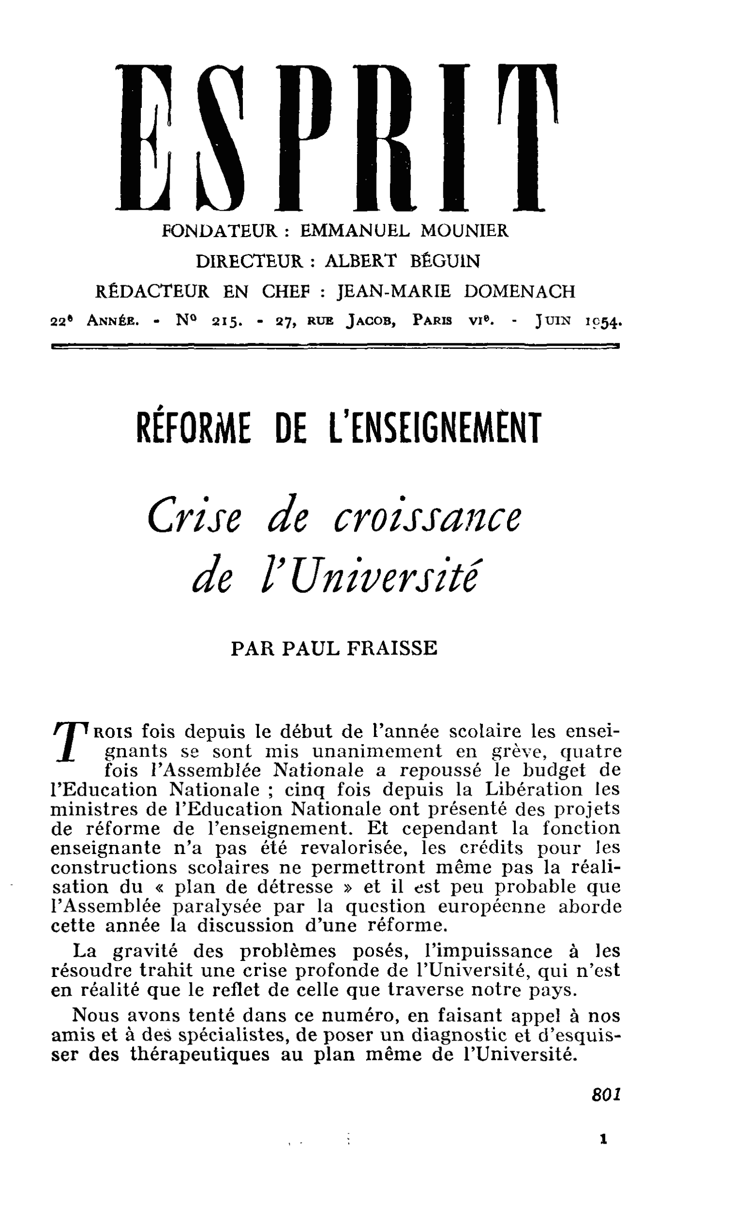 Crise de croissance de l’Université