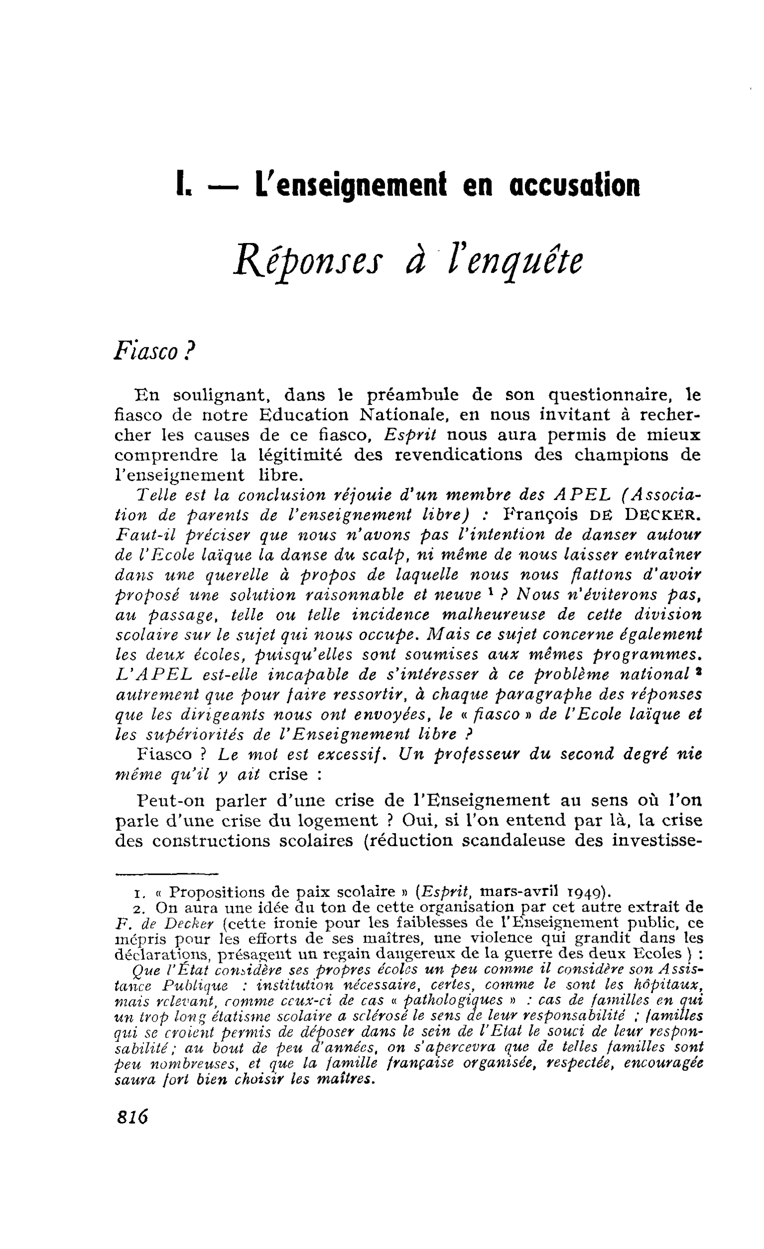 Réponses à l’enquête
