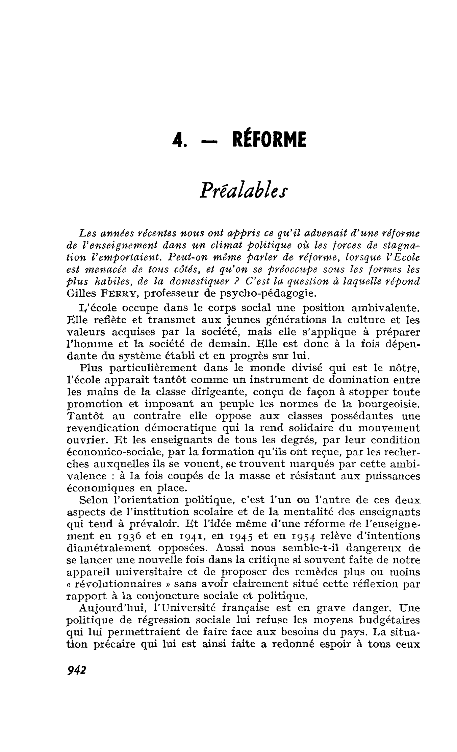 Préalables