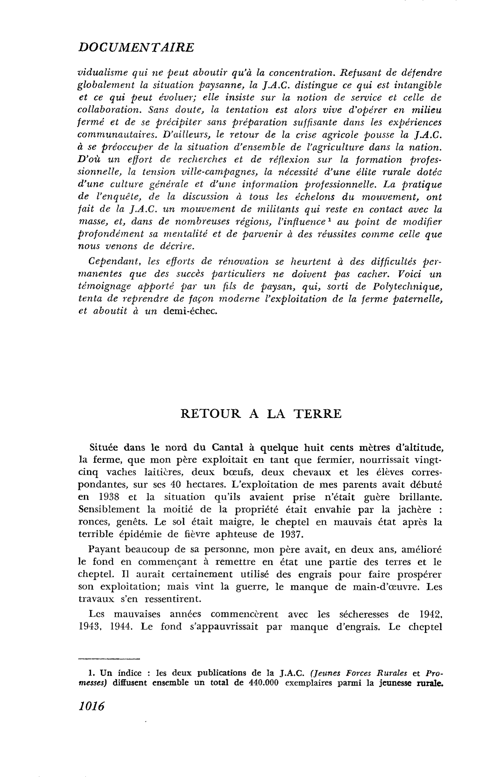 RETOUR A LA TERRE