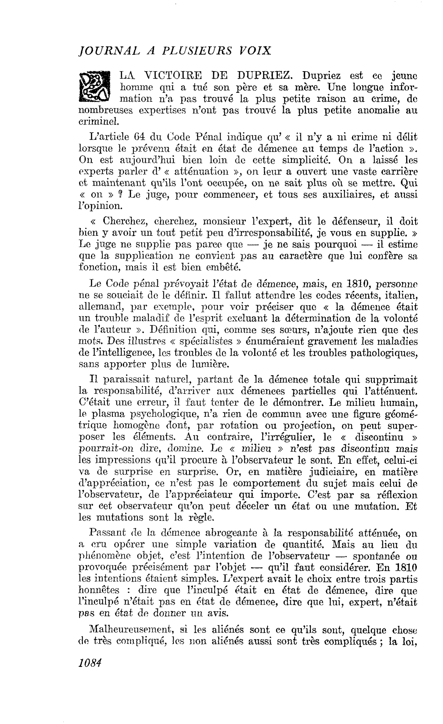 LA VICTOIRE DE DUPRIEZ