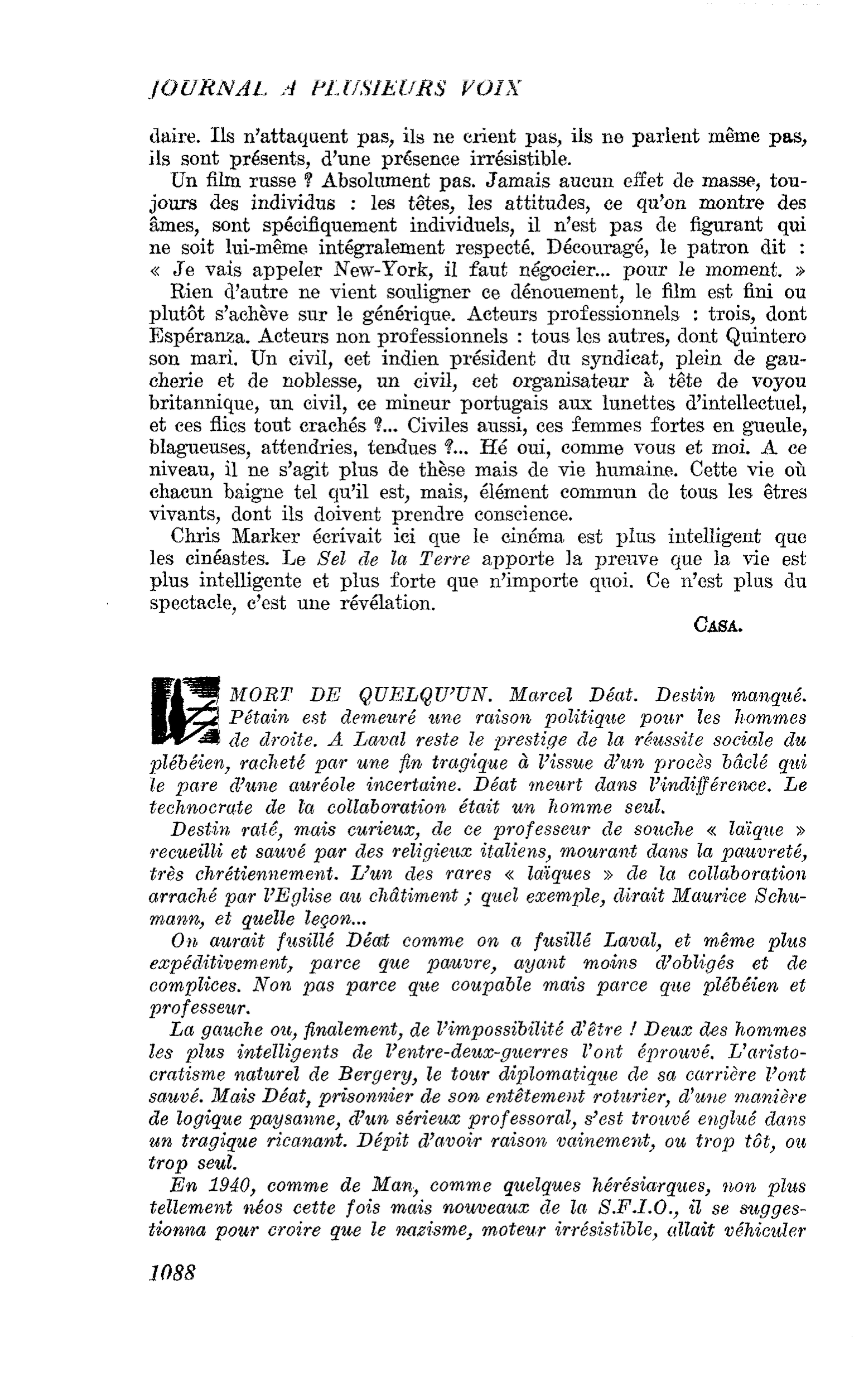 MORT DE QUELQU’UN