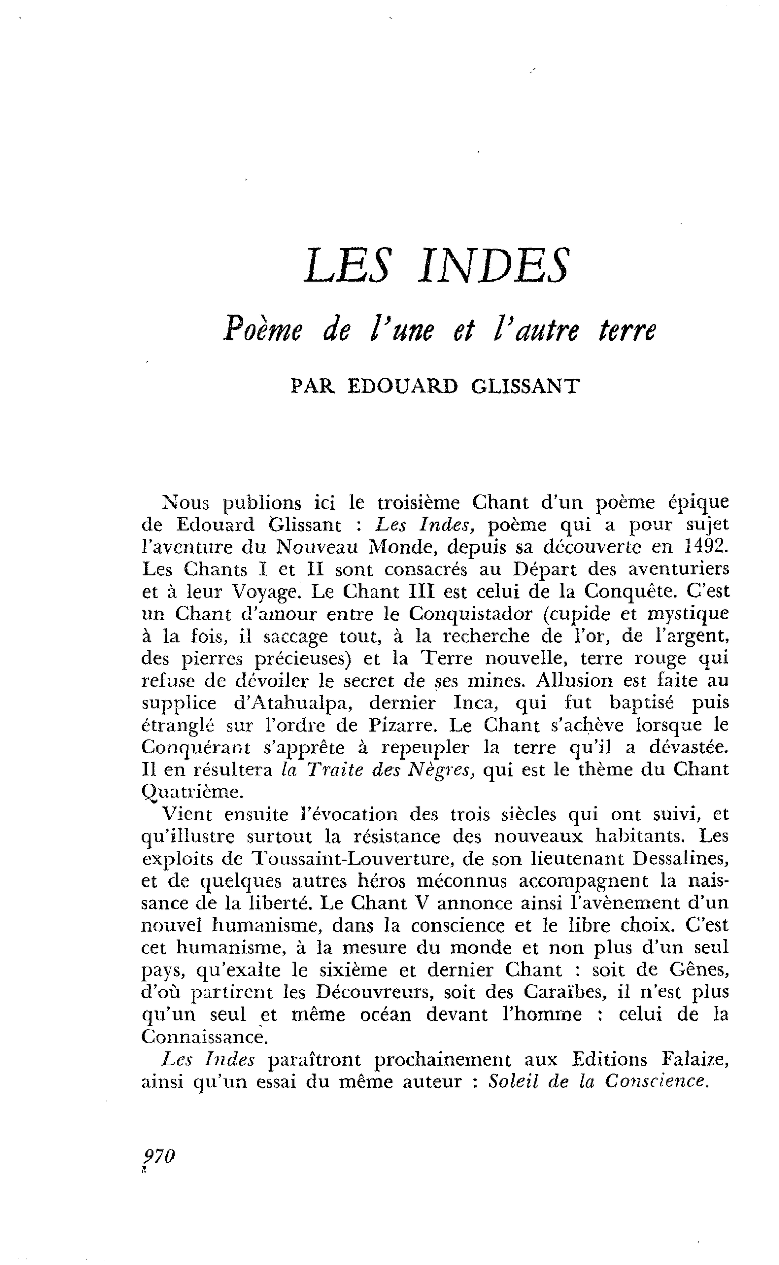 Les Indes, poème de l’une et l’autre terre