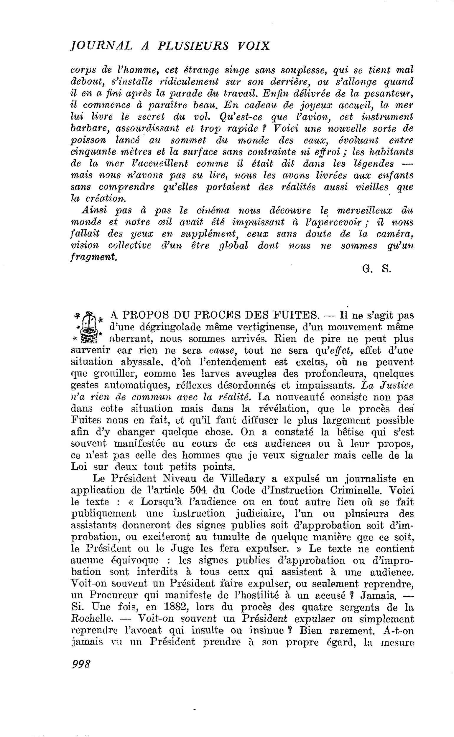 A PROPOS DU PROCES DES FUITES