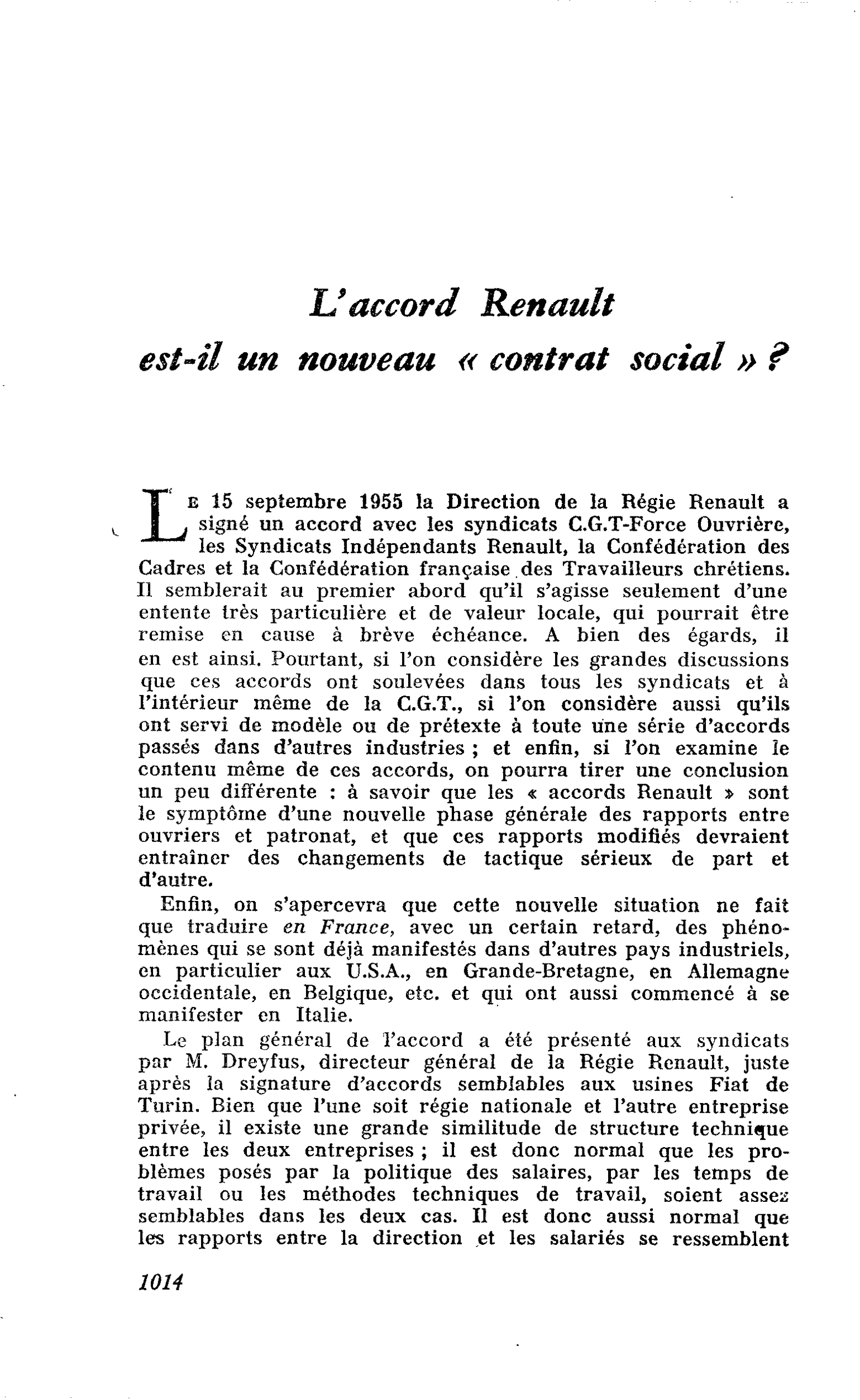 L’accord Renault est-il un nouveau « contrat social » ?