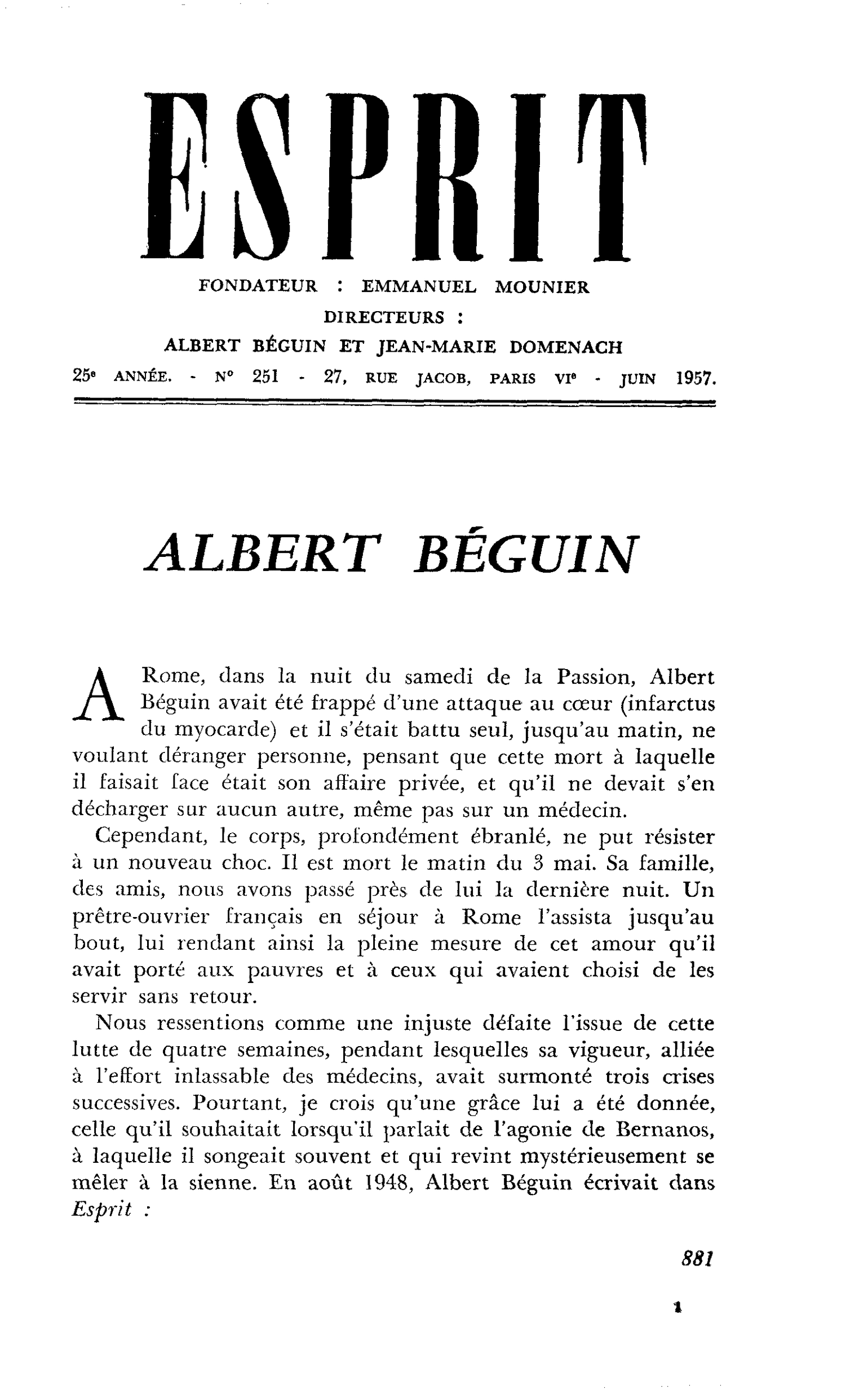 ALBERT BÉGUIN
