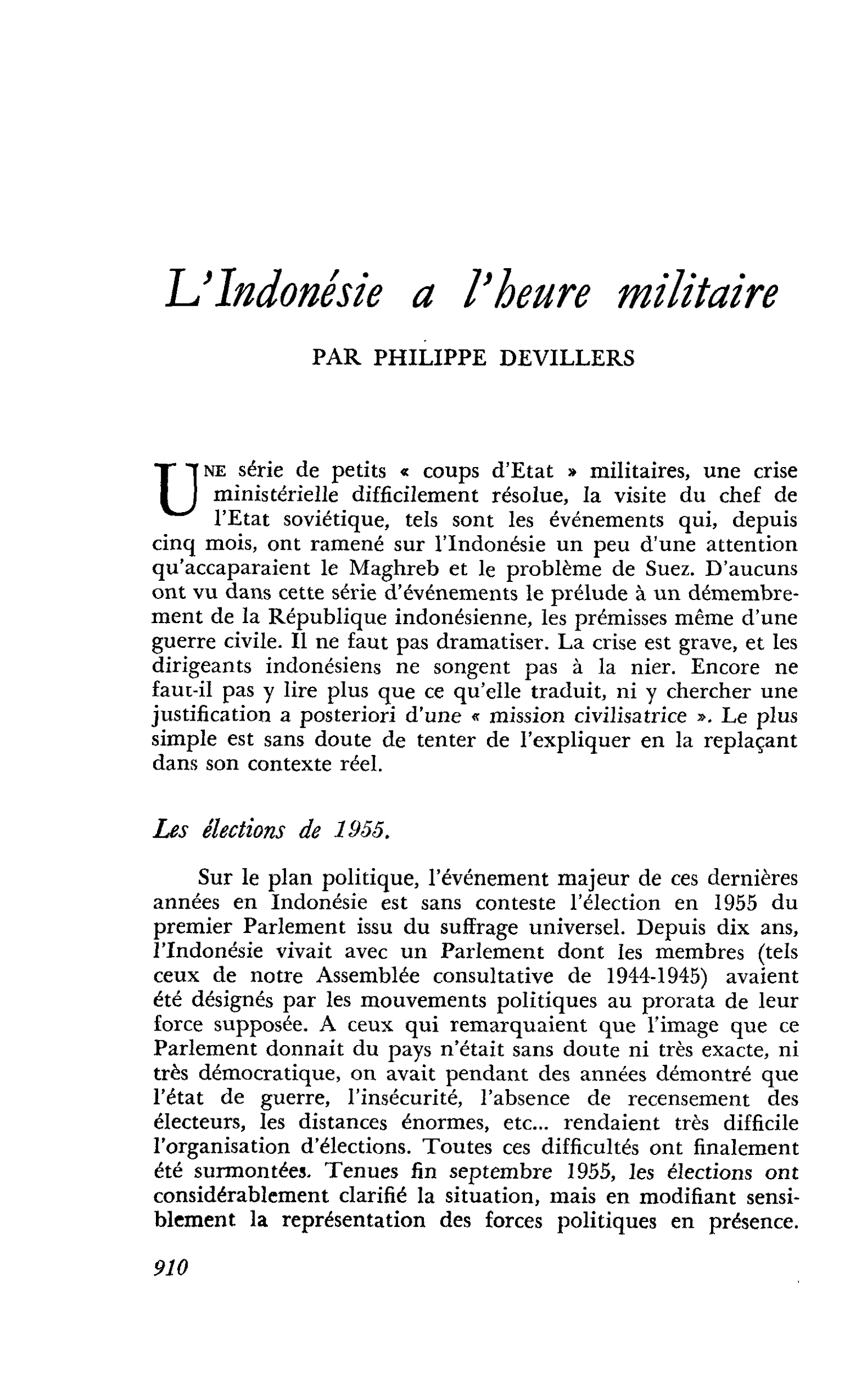 L’Indonésie a l’heure militaire