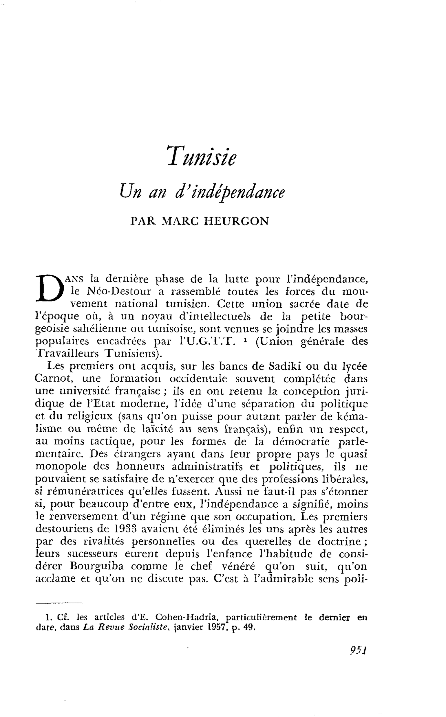 Tunisie : Un an d’indépendance