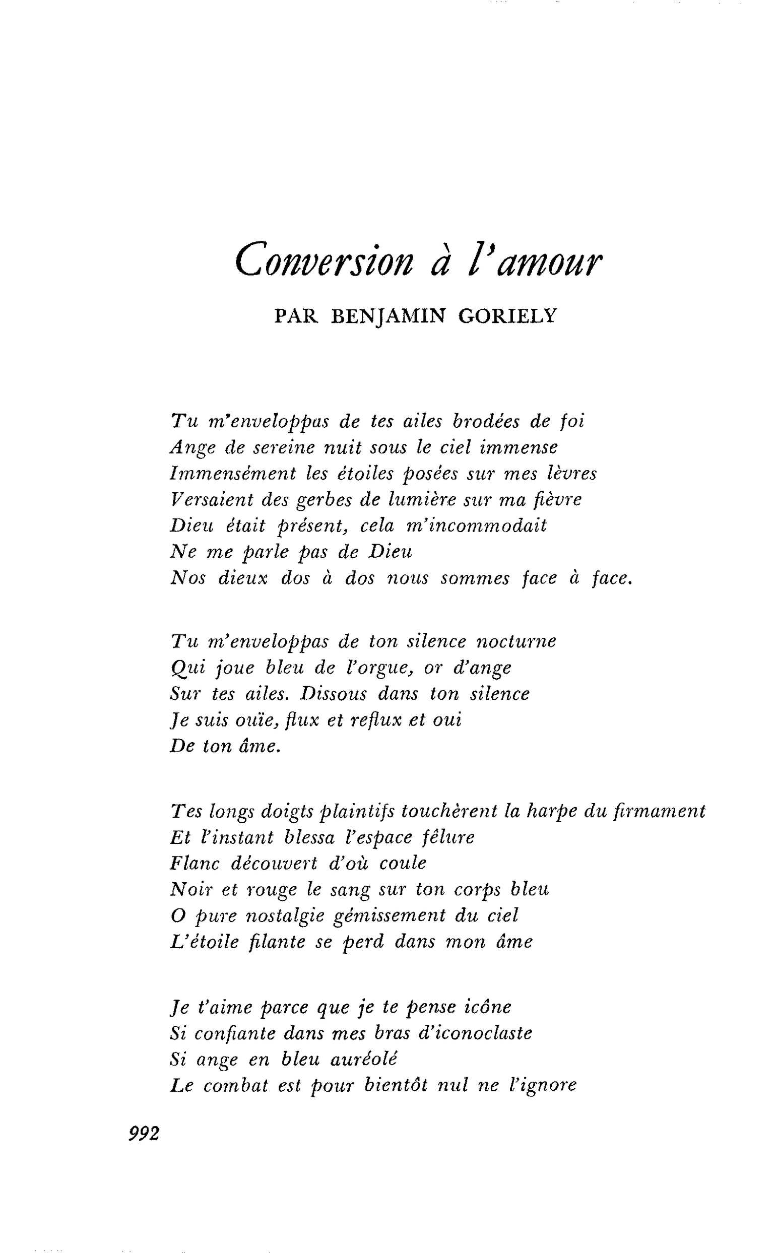 Conversion à l’amour