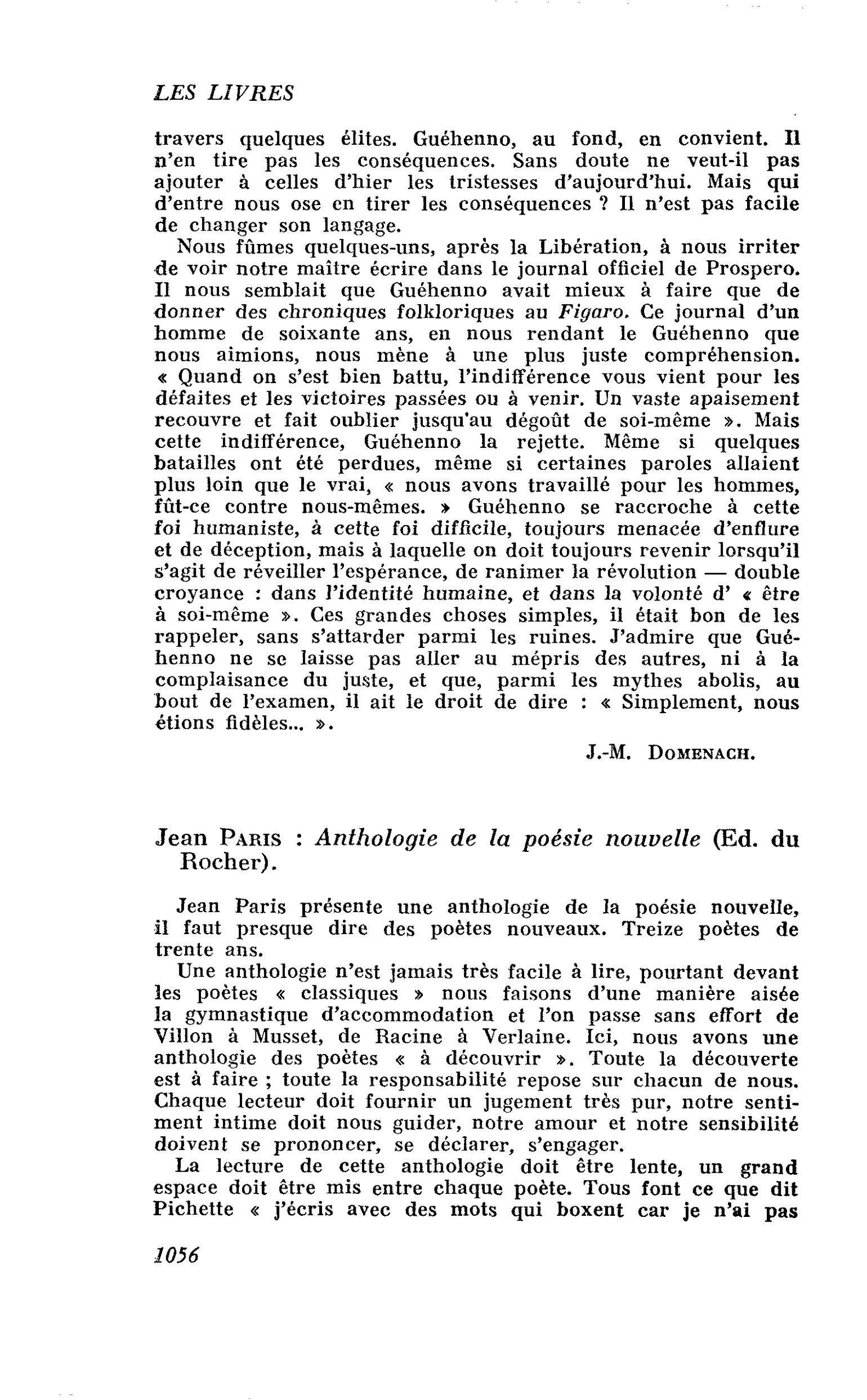 Jean Paris : Anthologie de la poésie nouvelle