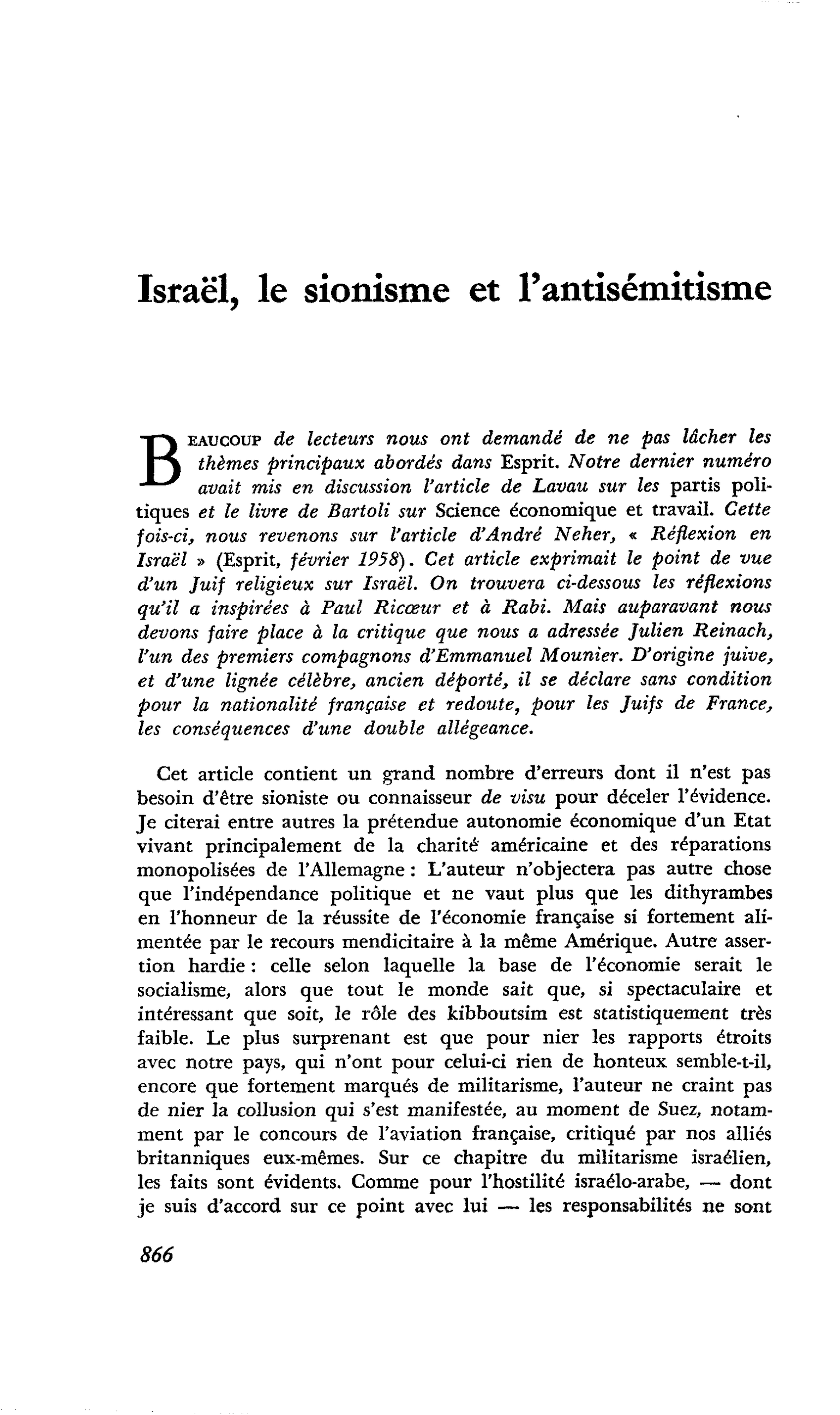 Israël, le sionisme et l’antisémitisme