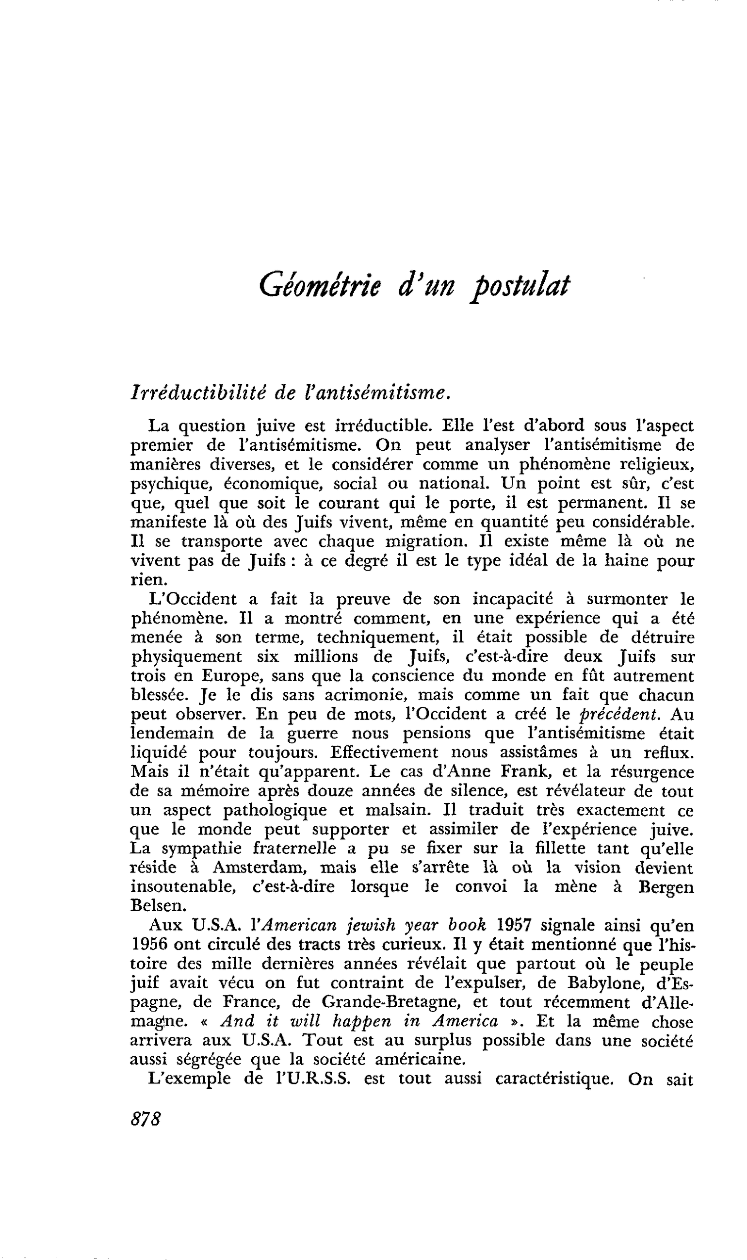 Géométrie d’un postulat