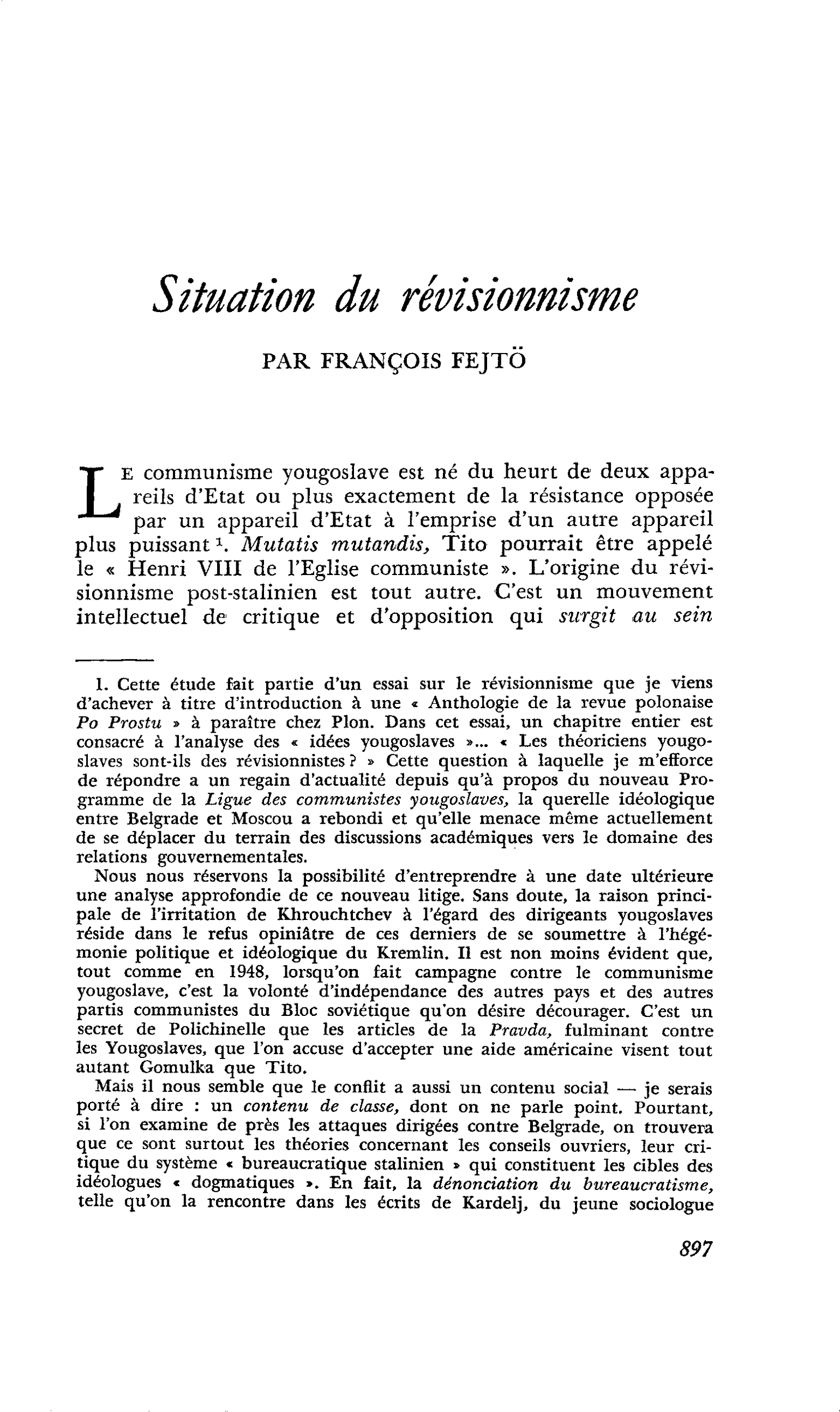 Situation du révisionnisme