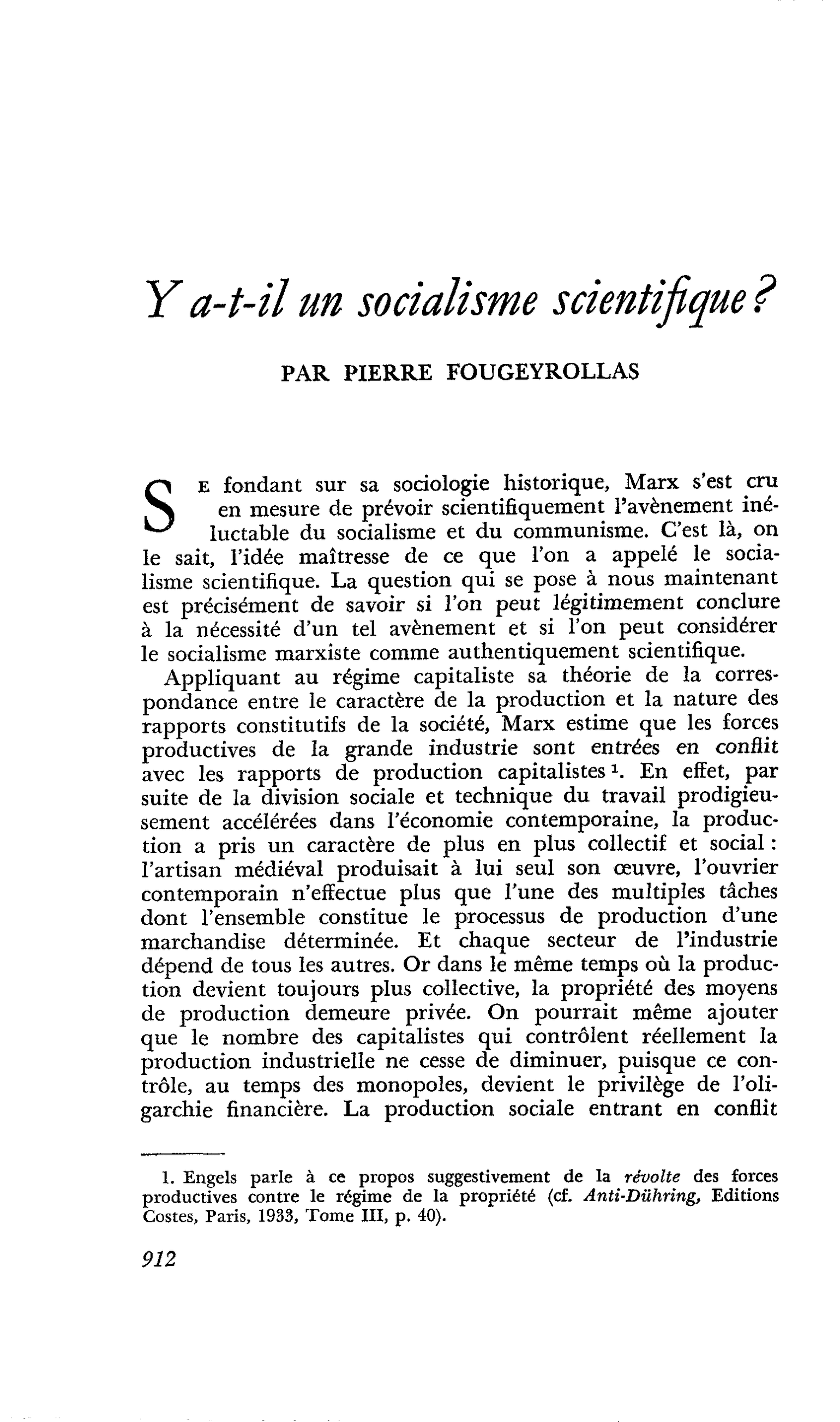 Ya-t-il un socialisme scientifique ?