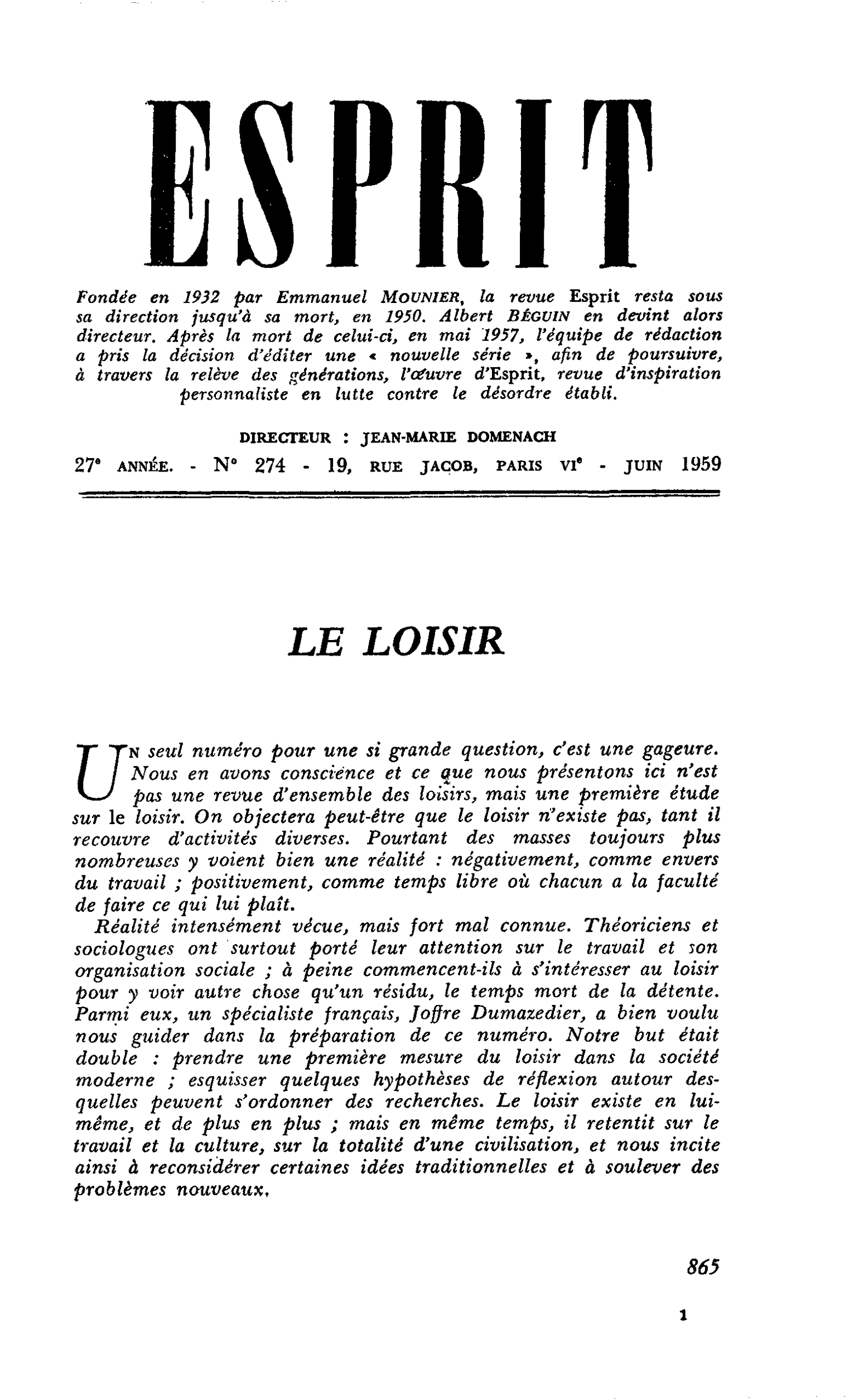LE LOISIR