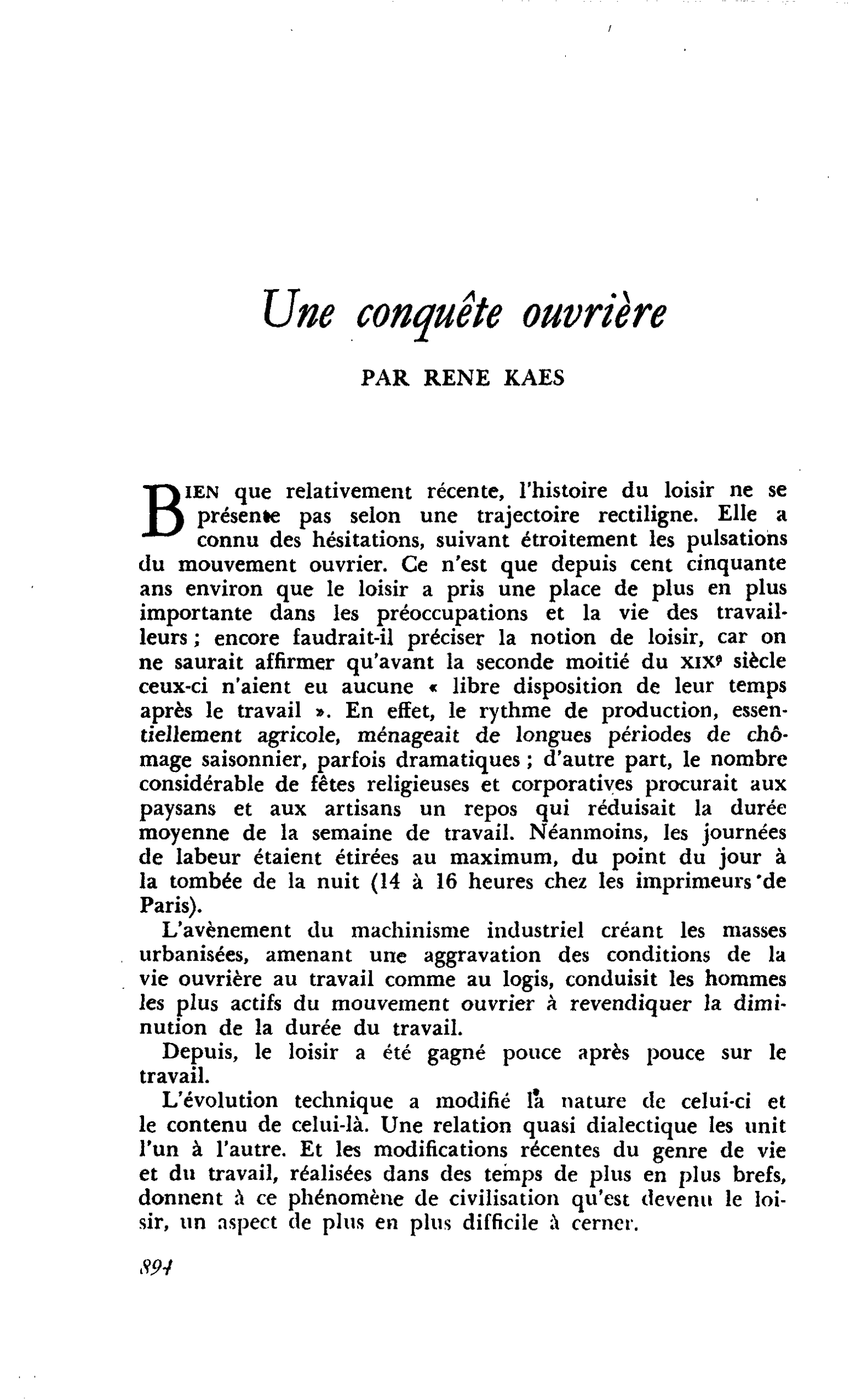 Une conquête ouvrière