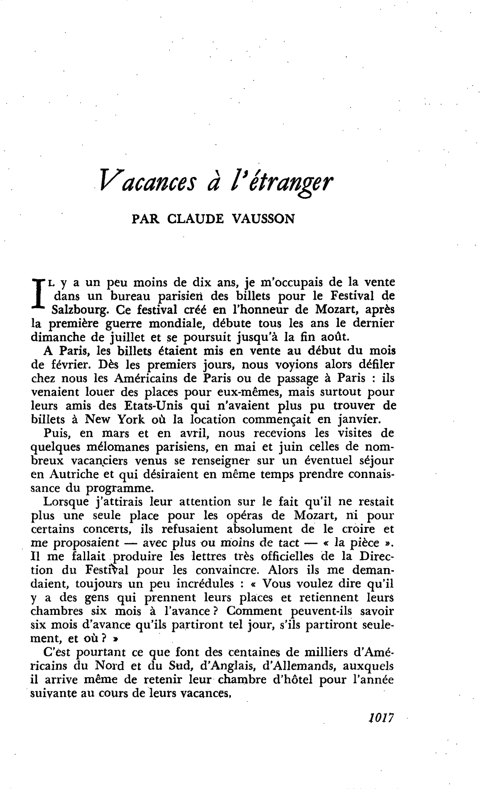 Vacances à l’étranger
