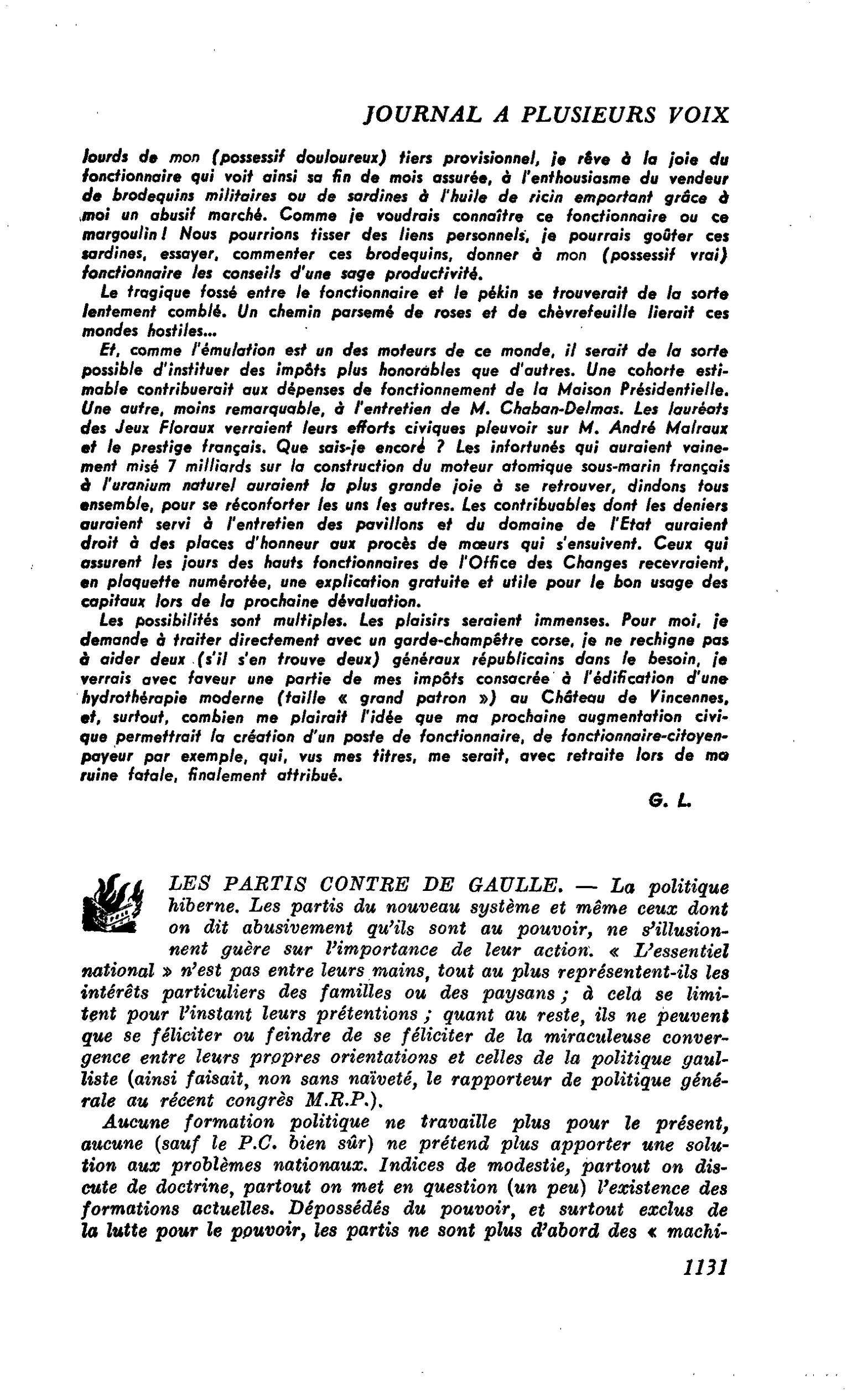 LES PARTIS CONTRE DE GAULLE