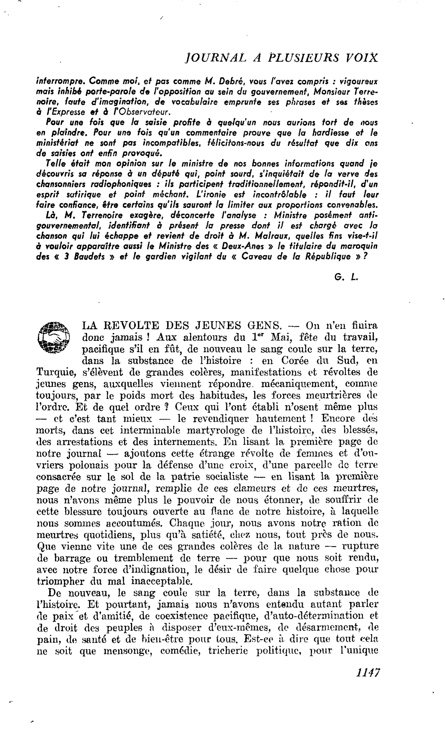 LA REVOLTE DES JEUNES GENS