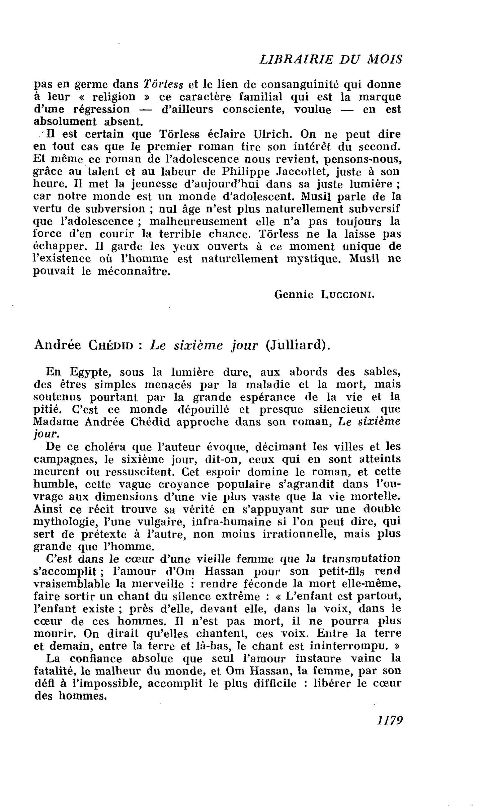 Andrée Chédid : Le sixième jour