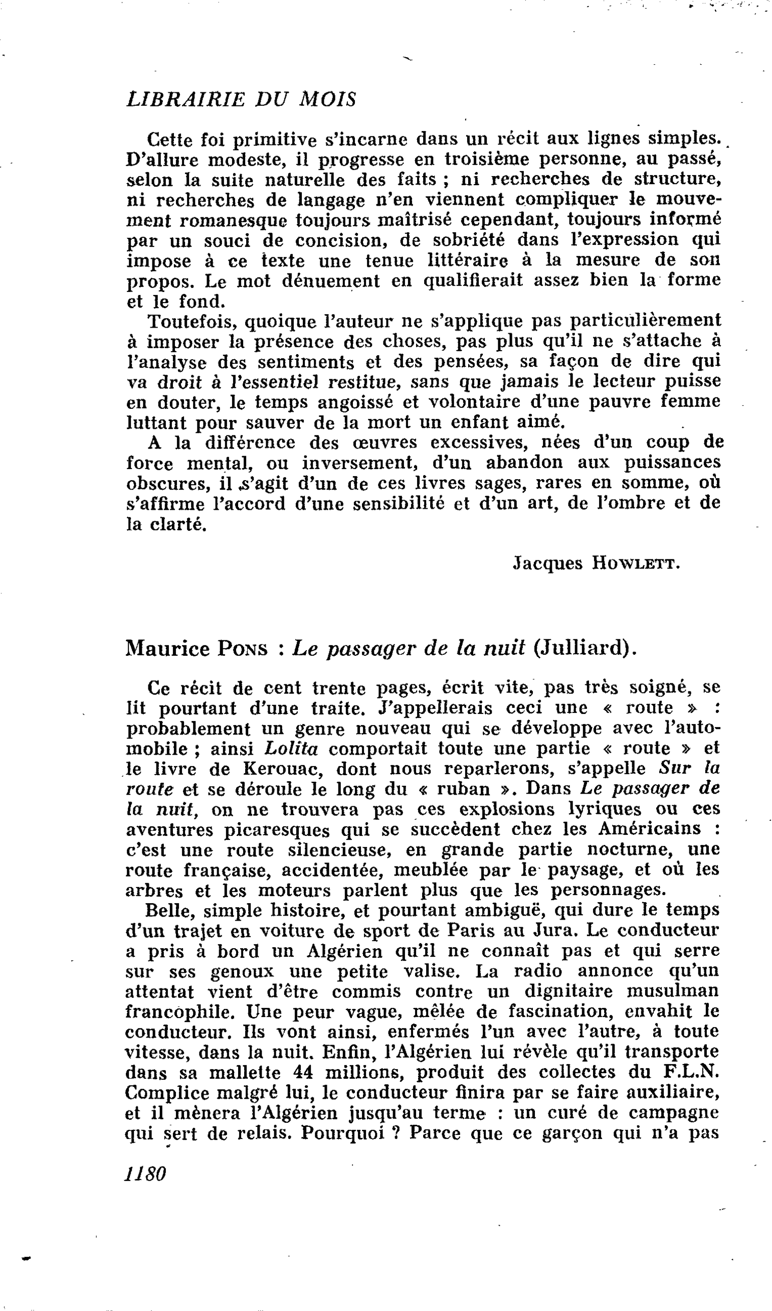 Maurice Pons : Le passager de la nuit