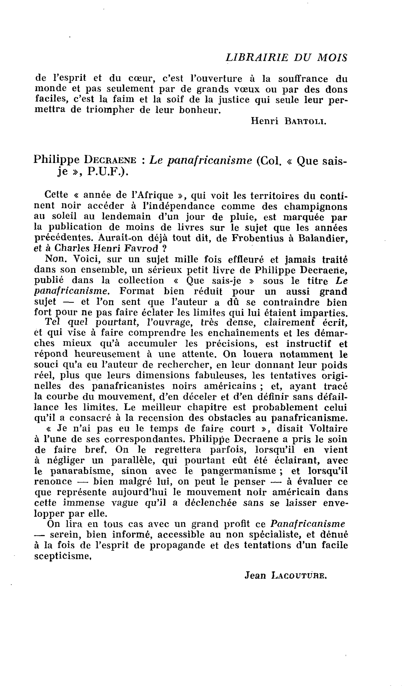 Philippe Decraene : Le panafricanisme