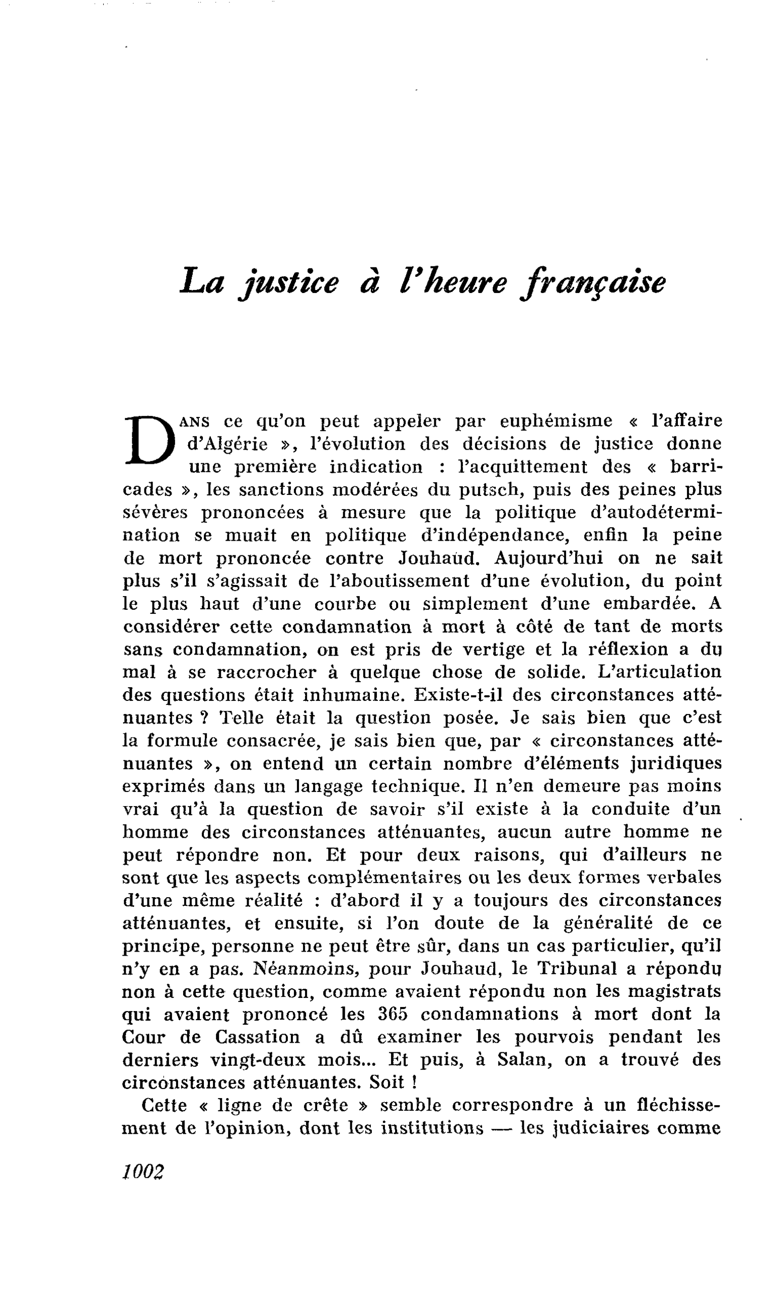 La justice à l’heure française