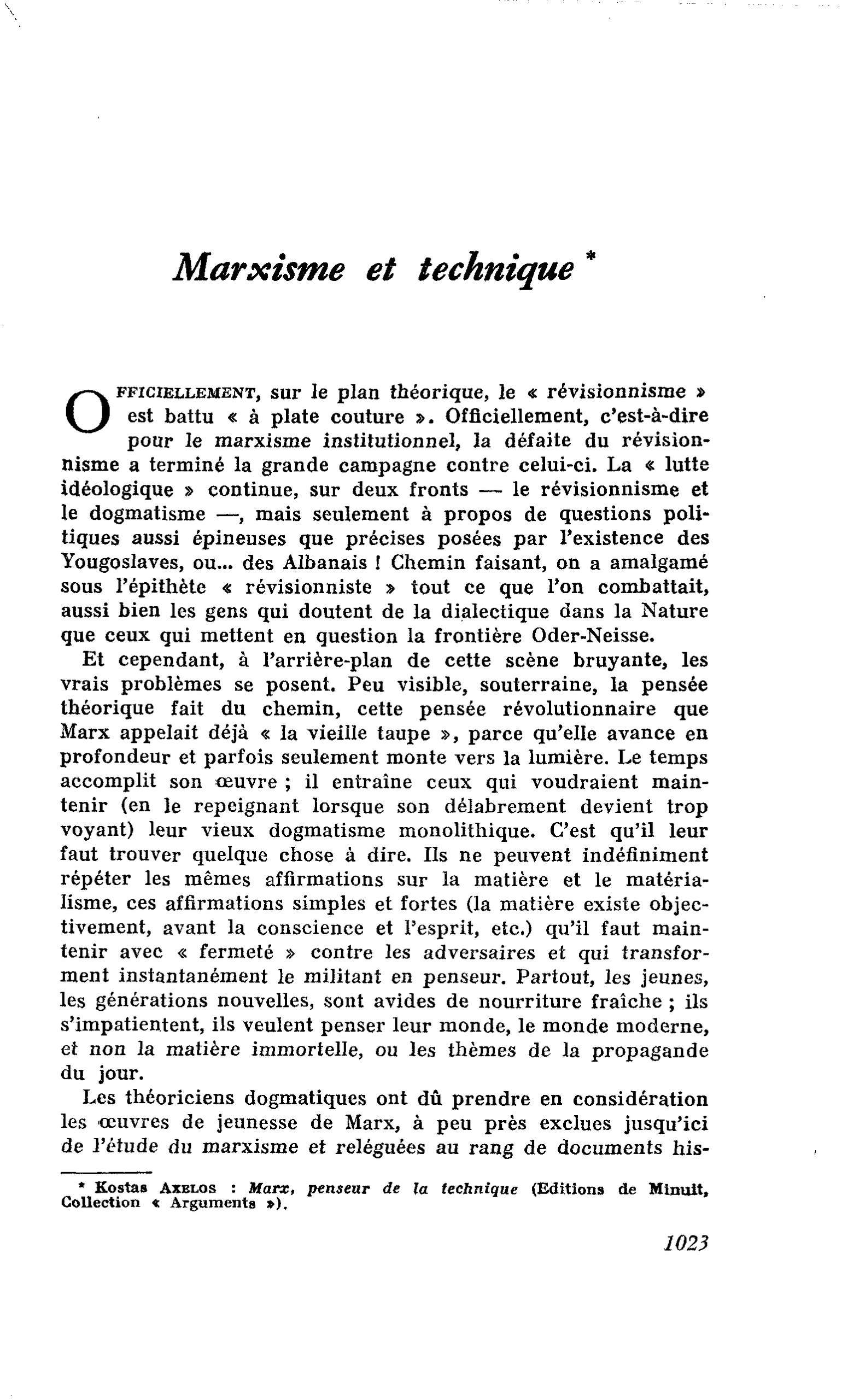 Marxisme et technique