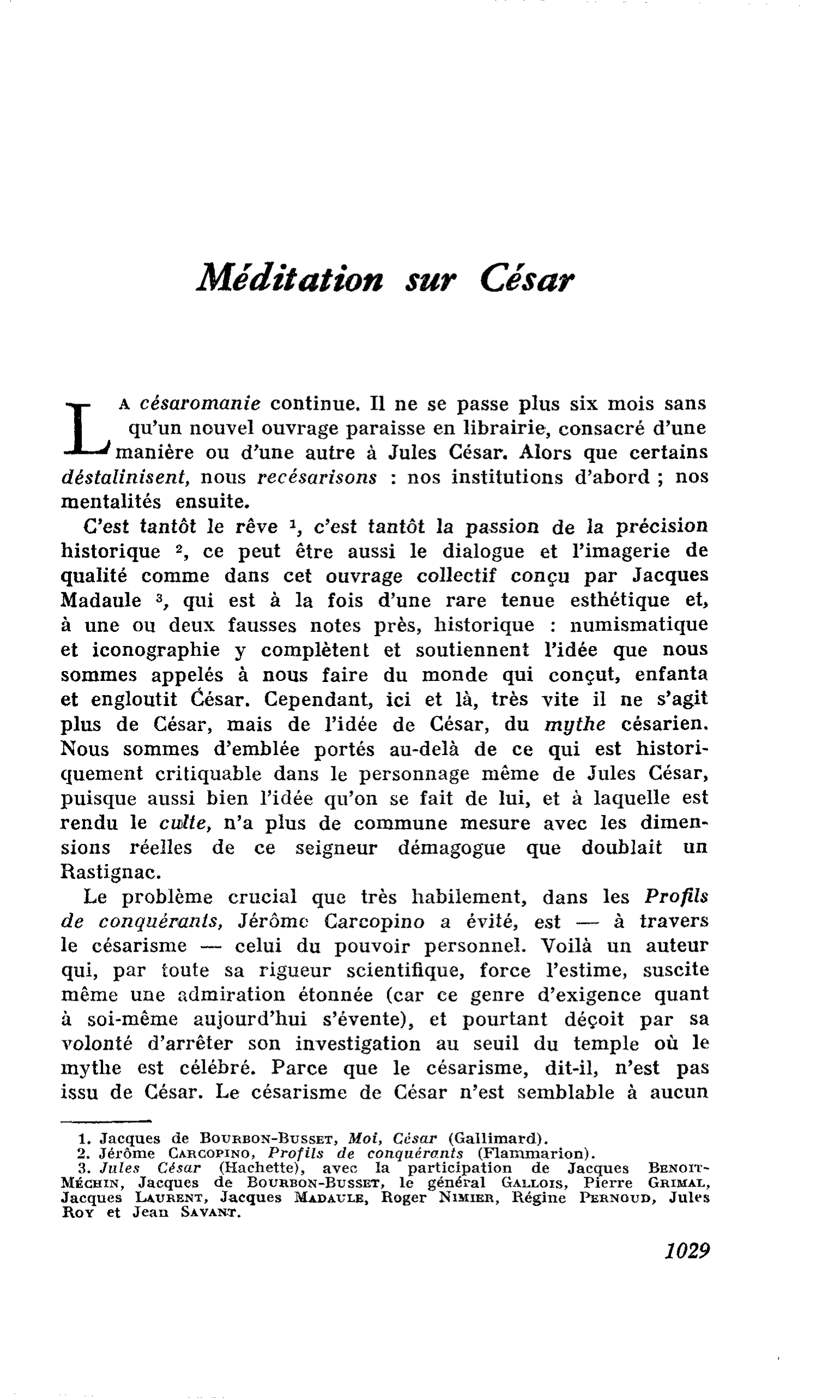 Méditation sur César
