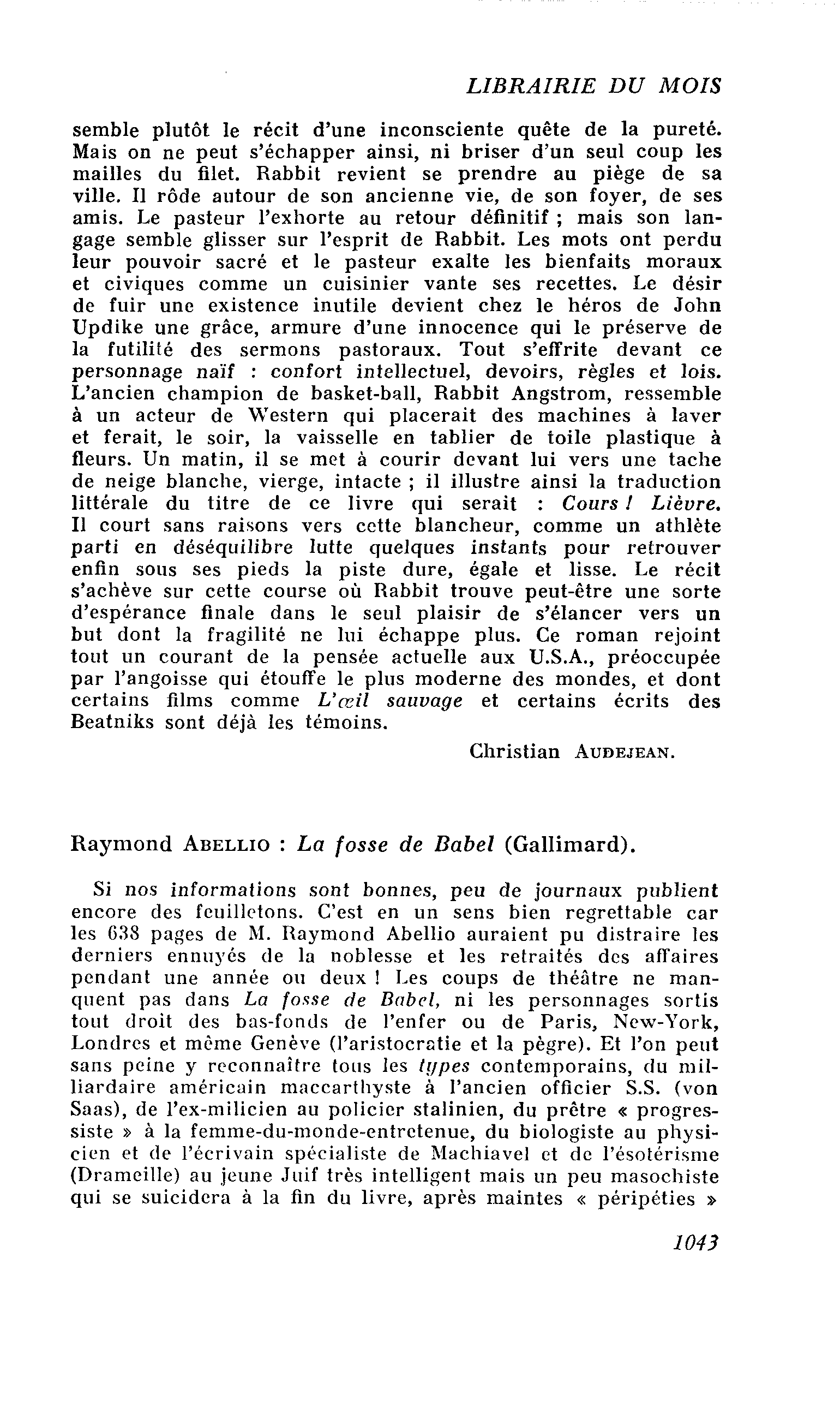 Raymond Abellio : La fosse de Babel