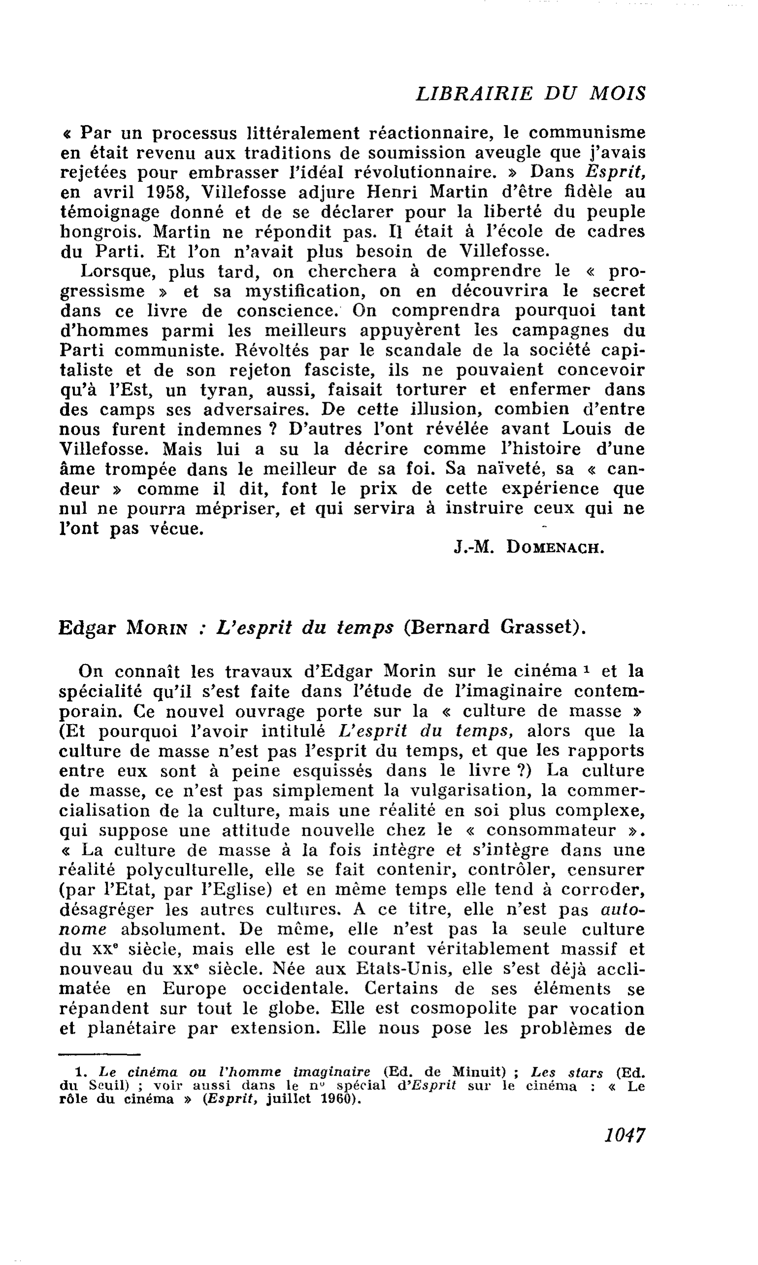 Edgar Morin, L’esprit du temps